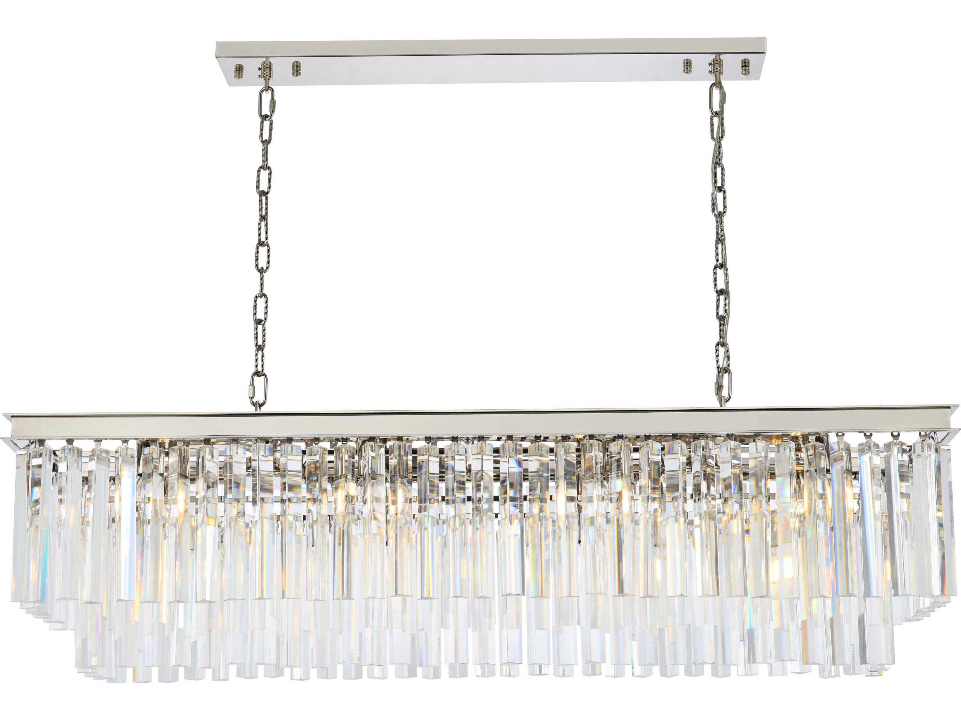 Elegant Lighting Urban 12-Light Polished Nickel Clear Crystal Tiered Island Pendant