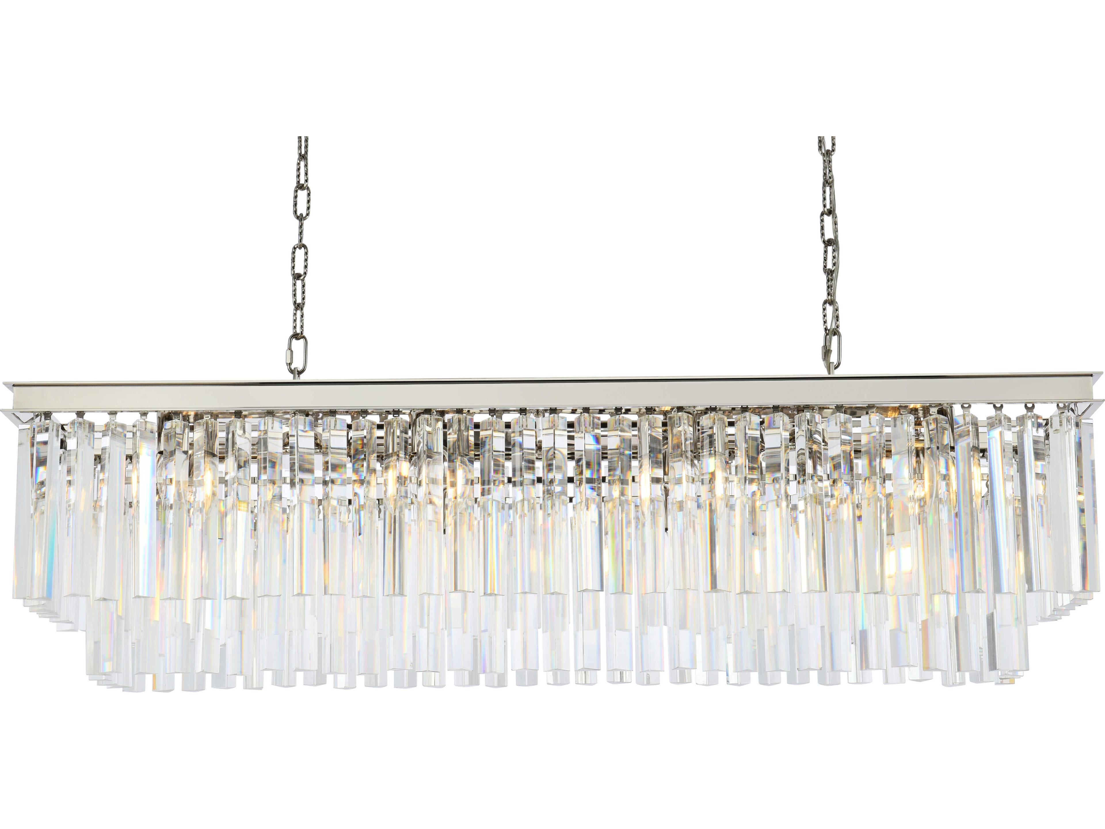 Elegant Lighting Urban 12-Light Polished Nickel Clear Crystal Tiered Island Pendant
