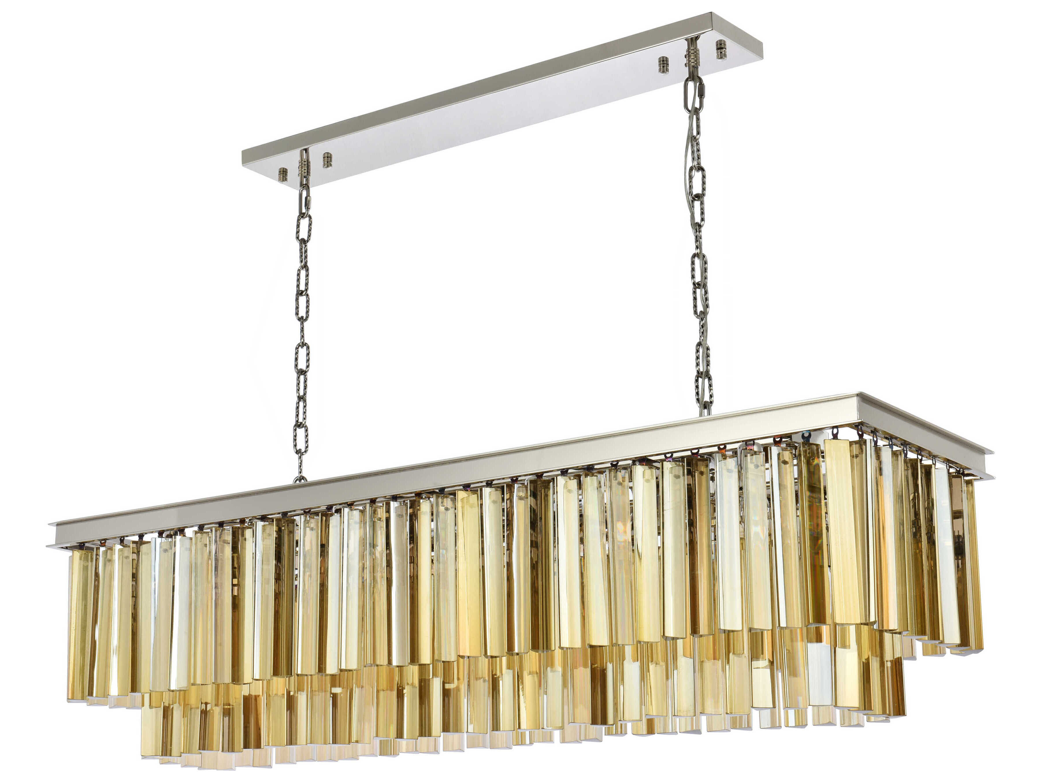 Elegant Lighting Sydney 12-Light Polished Nickel Gold Crystal Tiered Island Pendant