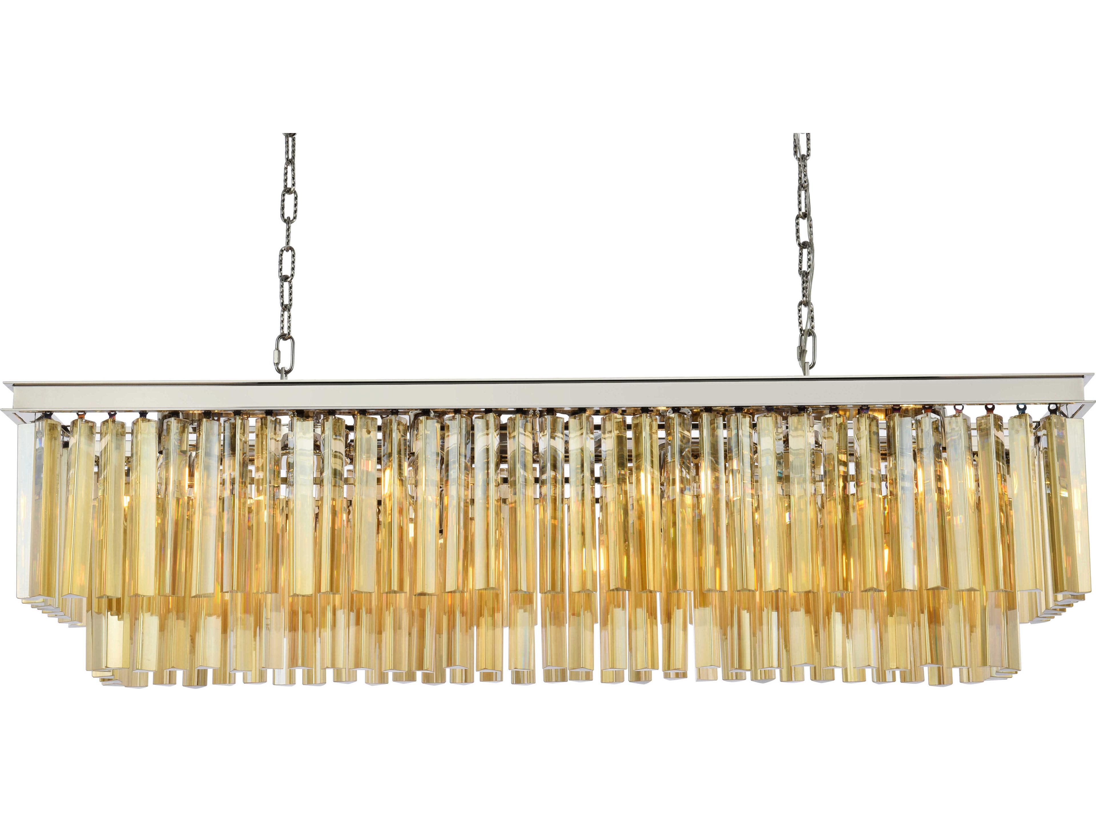 Elegant Lighting Sydney 12-Light Polished Nickel Gold Crystal Tiered Island Pendant