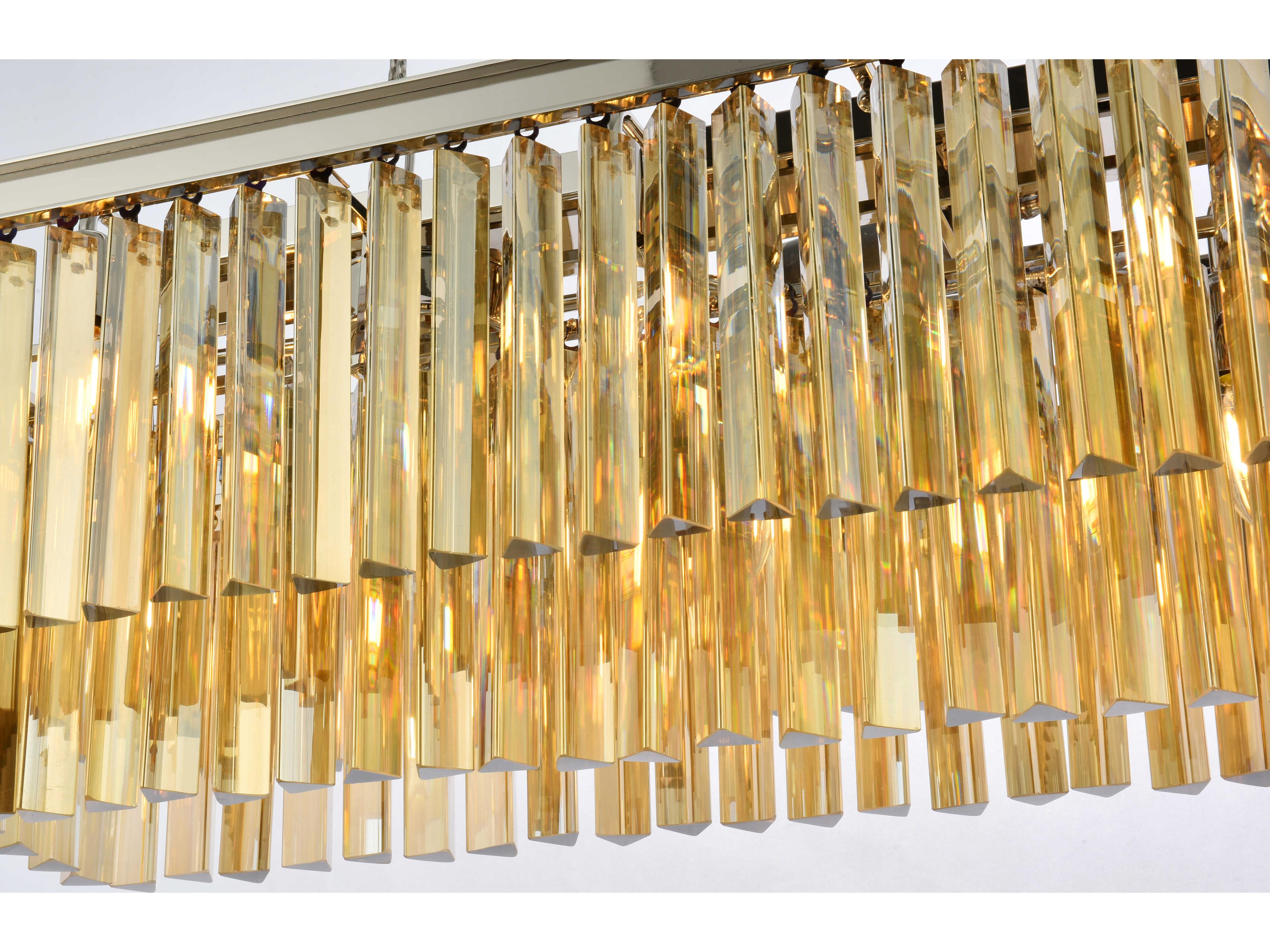 Elegant Lighting Sydney 12-Light Polished Nickel Gold Crystal Tiered Island Pendant