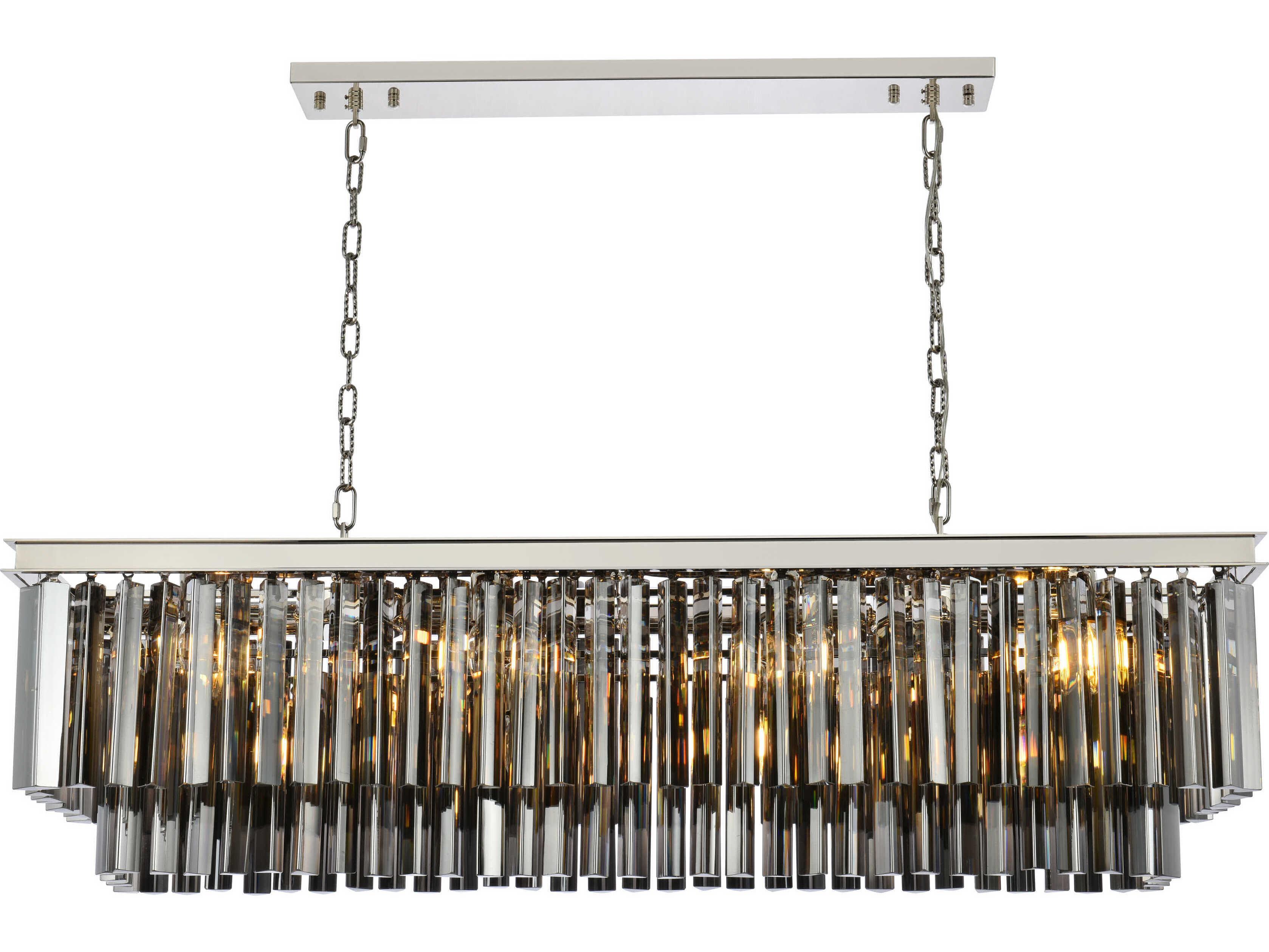 Elegant Lighting Sydney 12-Light Polished Nickel Silver Crystal Tiered Island Pendant