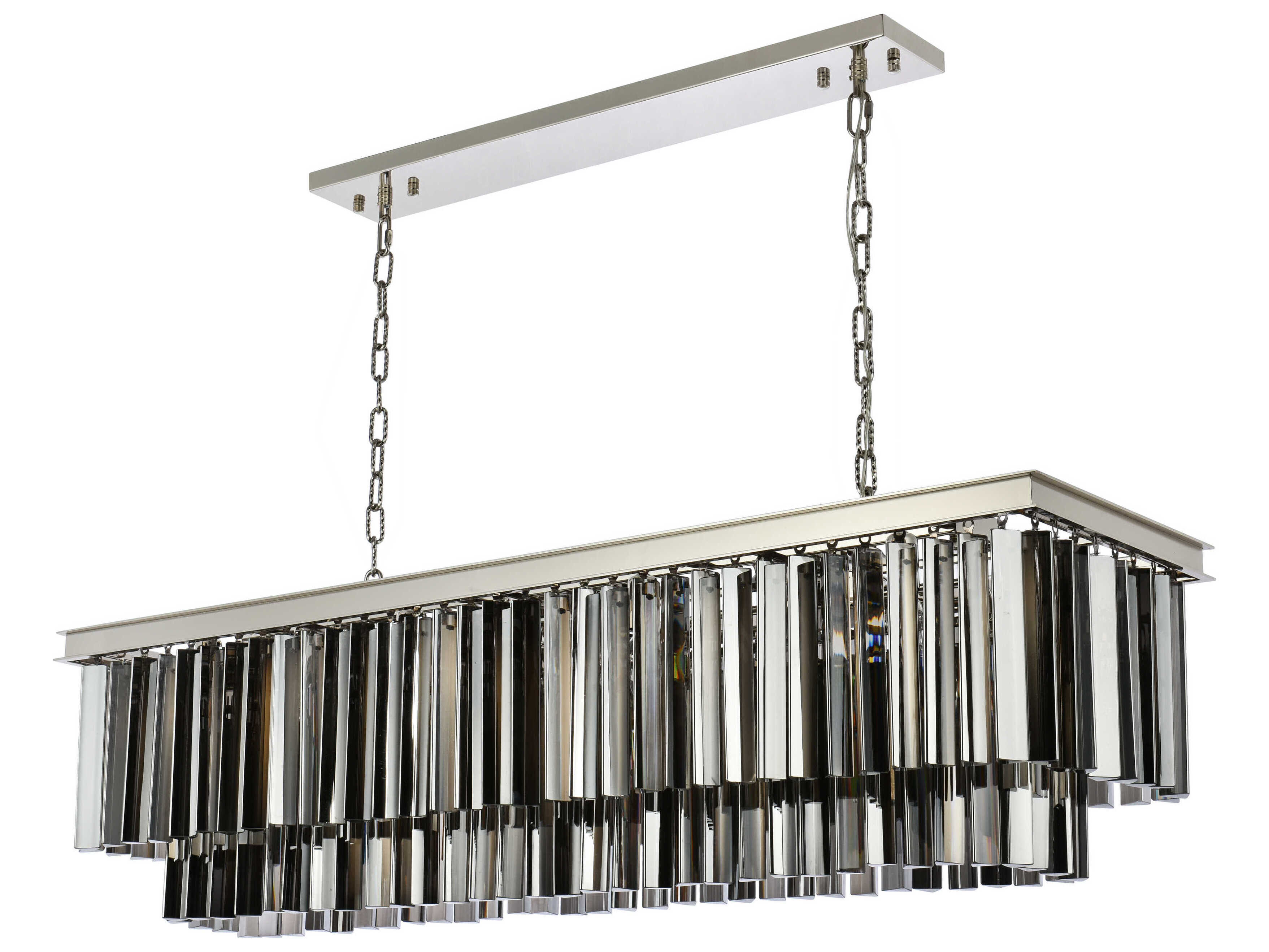 Elegant Lighting Sydney 12-Light Polished Nickel Silver Crystal Tiered Island Pendant