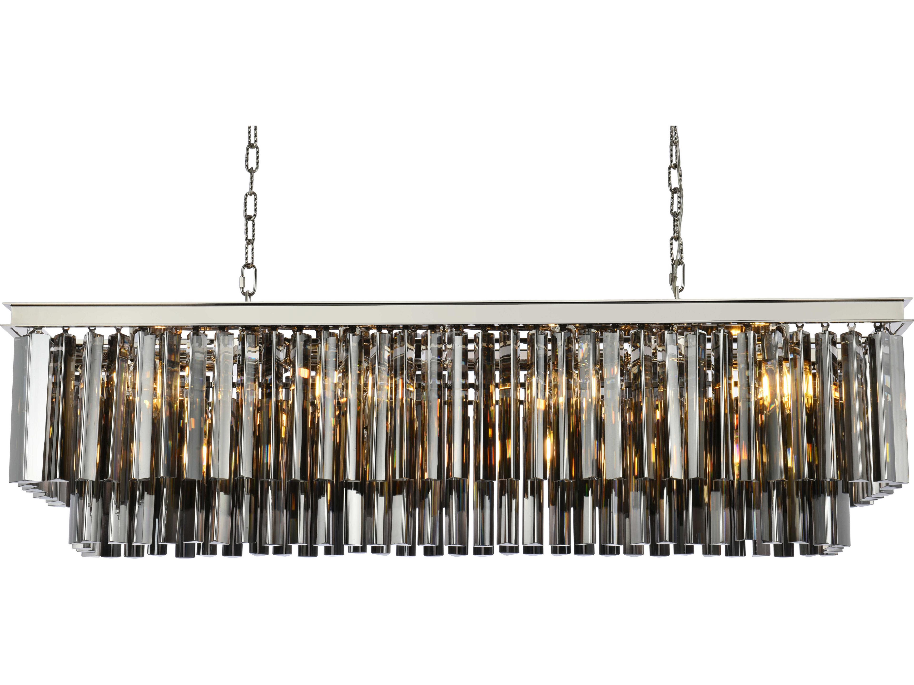 Elegant Lighting Sydney 12-Light Polished Nickel Silver Crystal Tiered Island Pendant