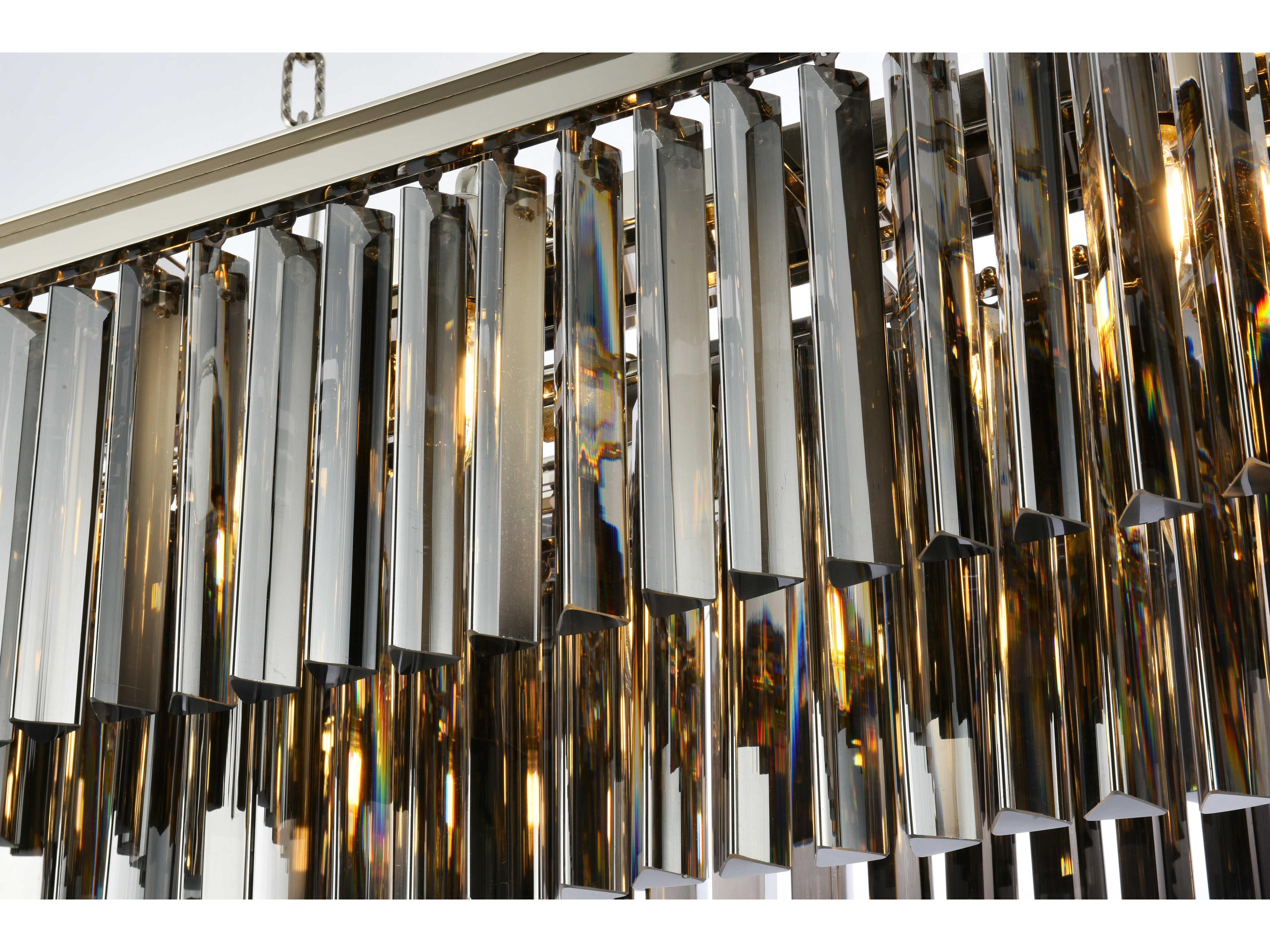 Elegant Lighting Sydney 12-Light Polished Nickel Silver Crystal Tiered Island Pendant