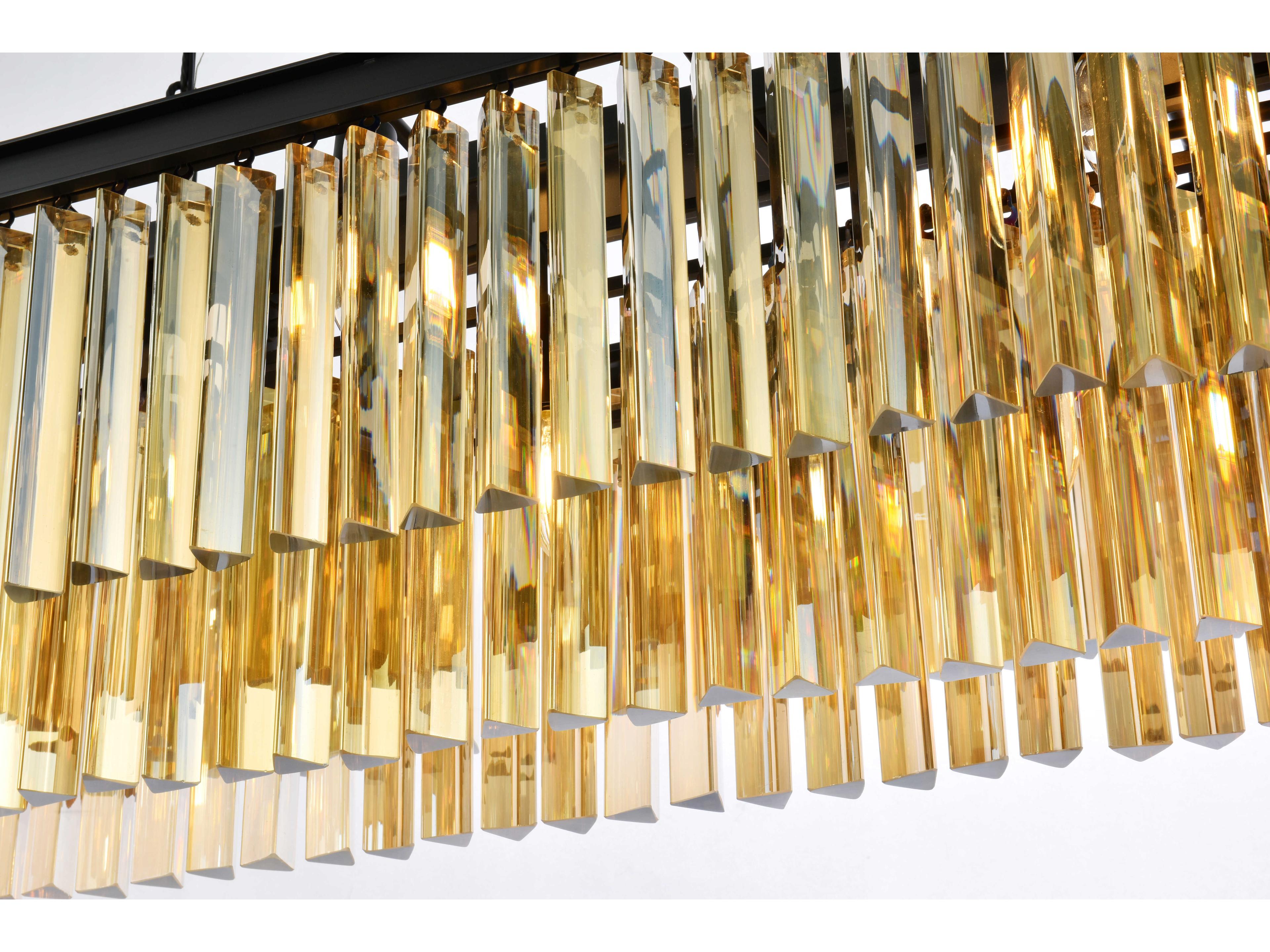 Elegant Lighting Sydney 12-Light Matte Black Gold Crystal Tiered Island Pendant