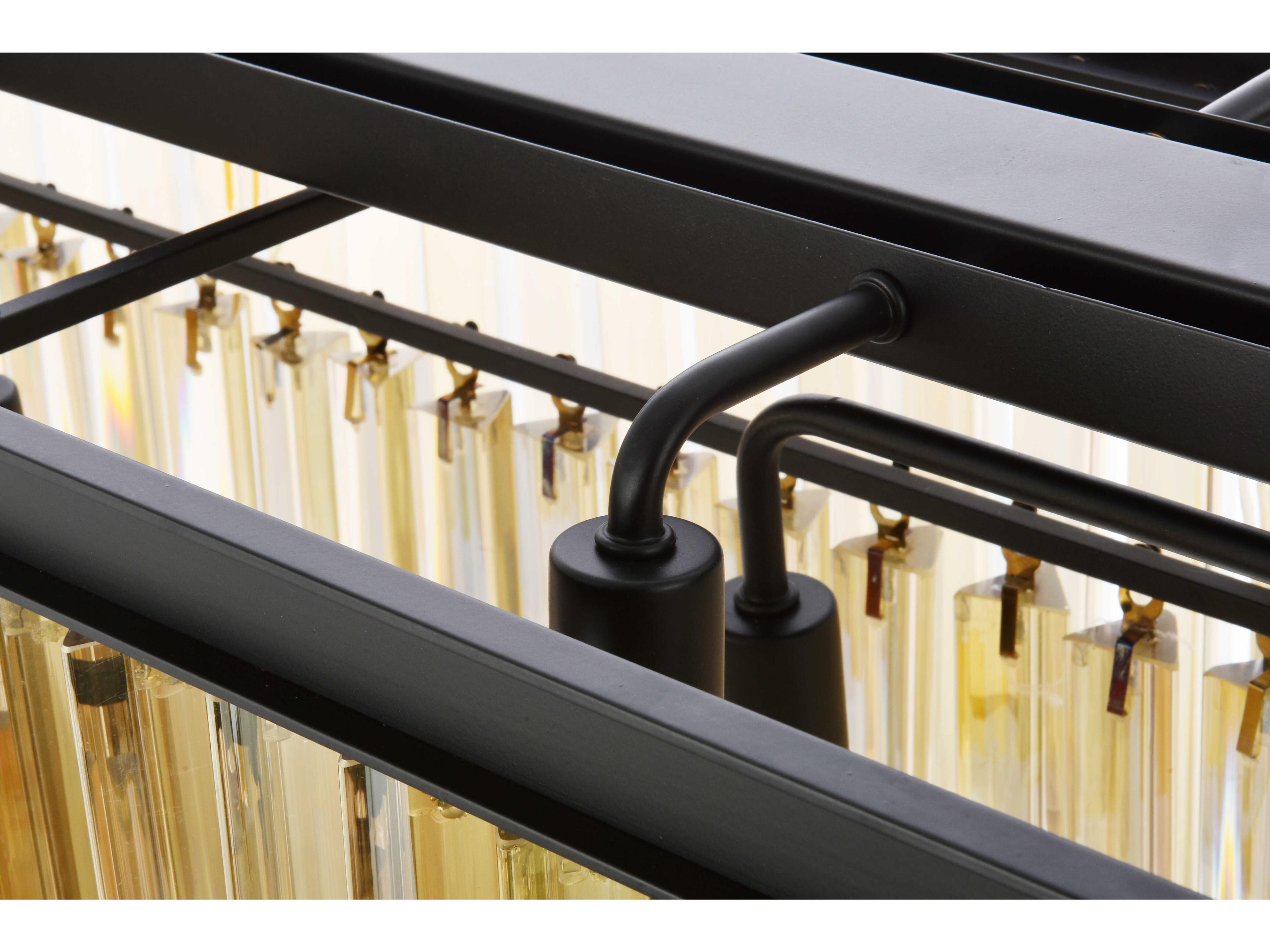 Elegant Lighting Sydney 12-Light Matte Black Gold Crystal Tiered Island Pendant