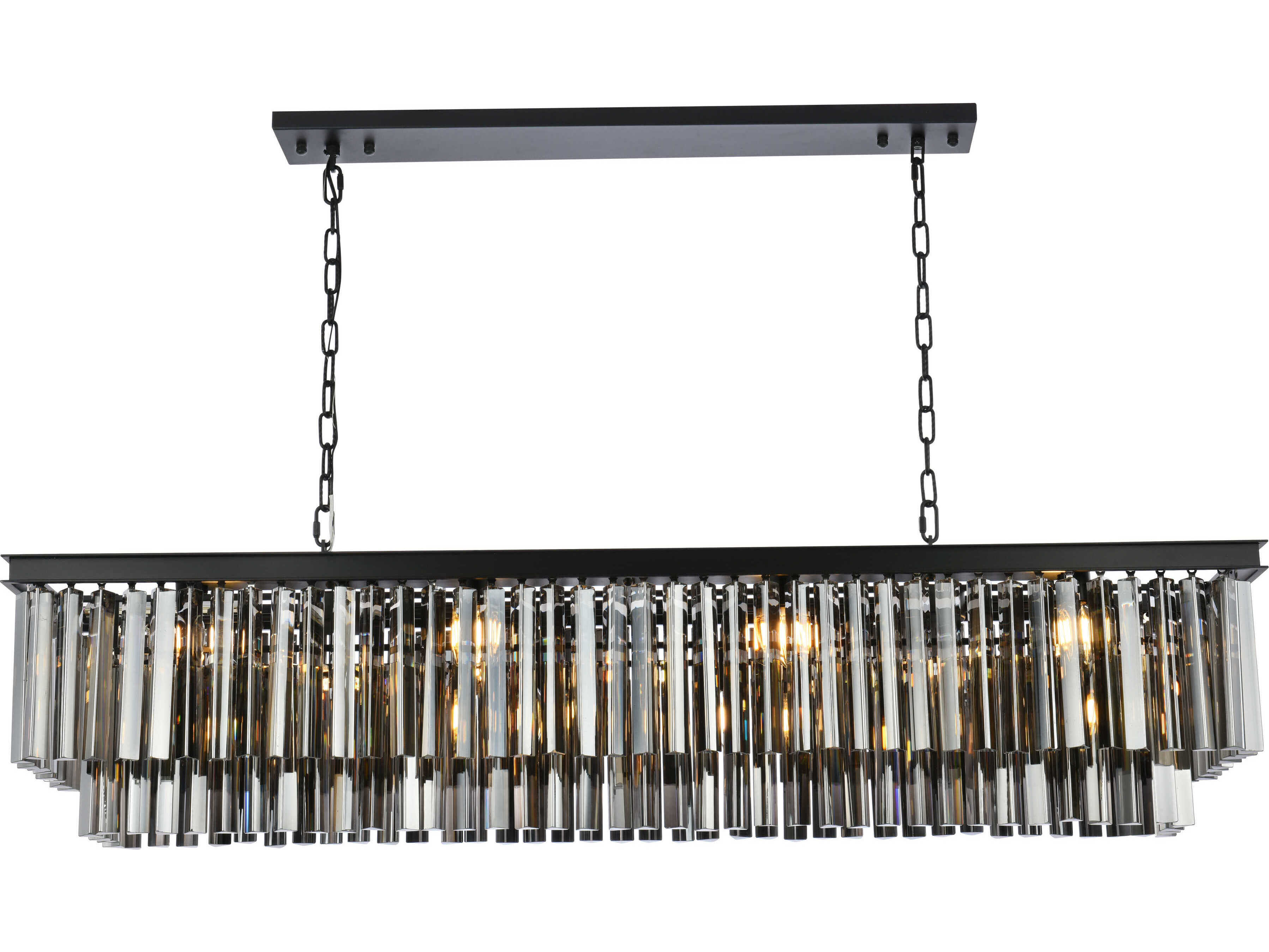 Elegant Lighting Sydney 12-Light Matte Black Silver Crystal Tiered Island Pendant