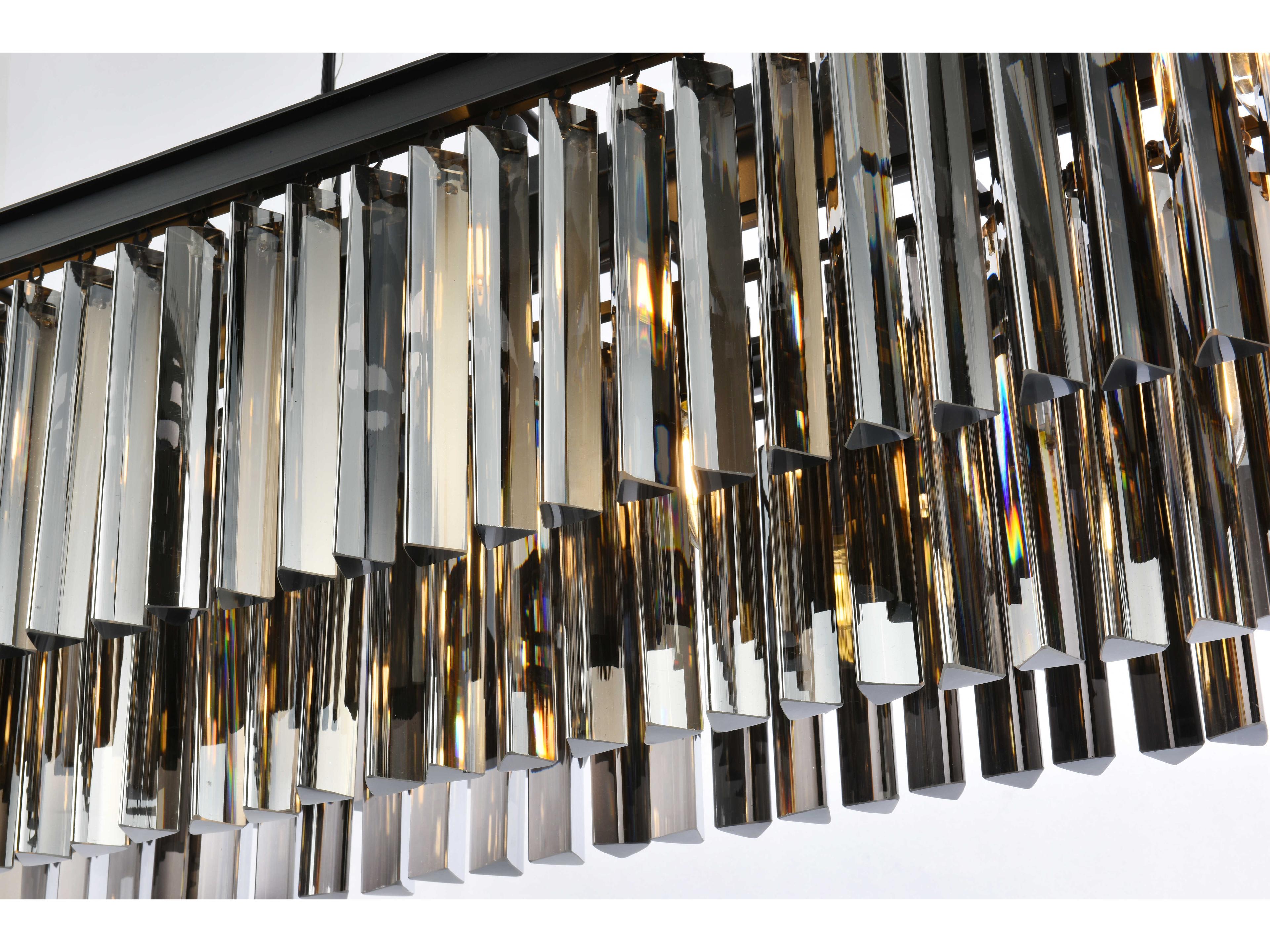 Elegant Lighting Sydney 12-Light Matte Black Silver Crystal Tiered Island Pendant