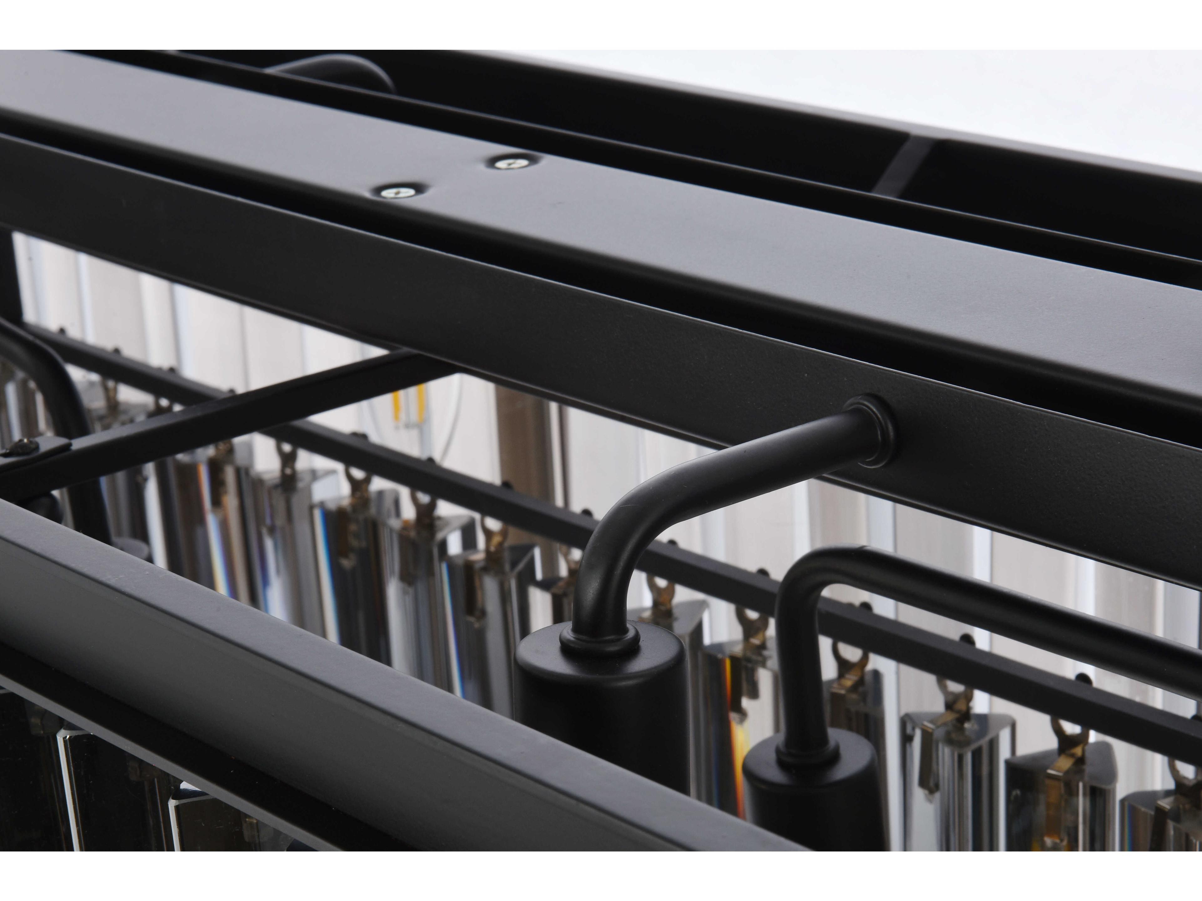 Elegant Lighting Sydney 12-Light Matte Black Silver Crystal Tiered Island Pendant