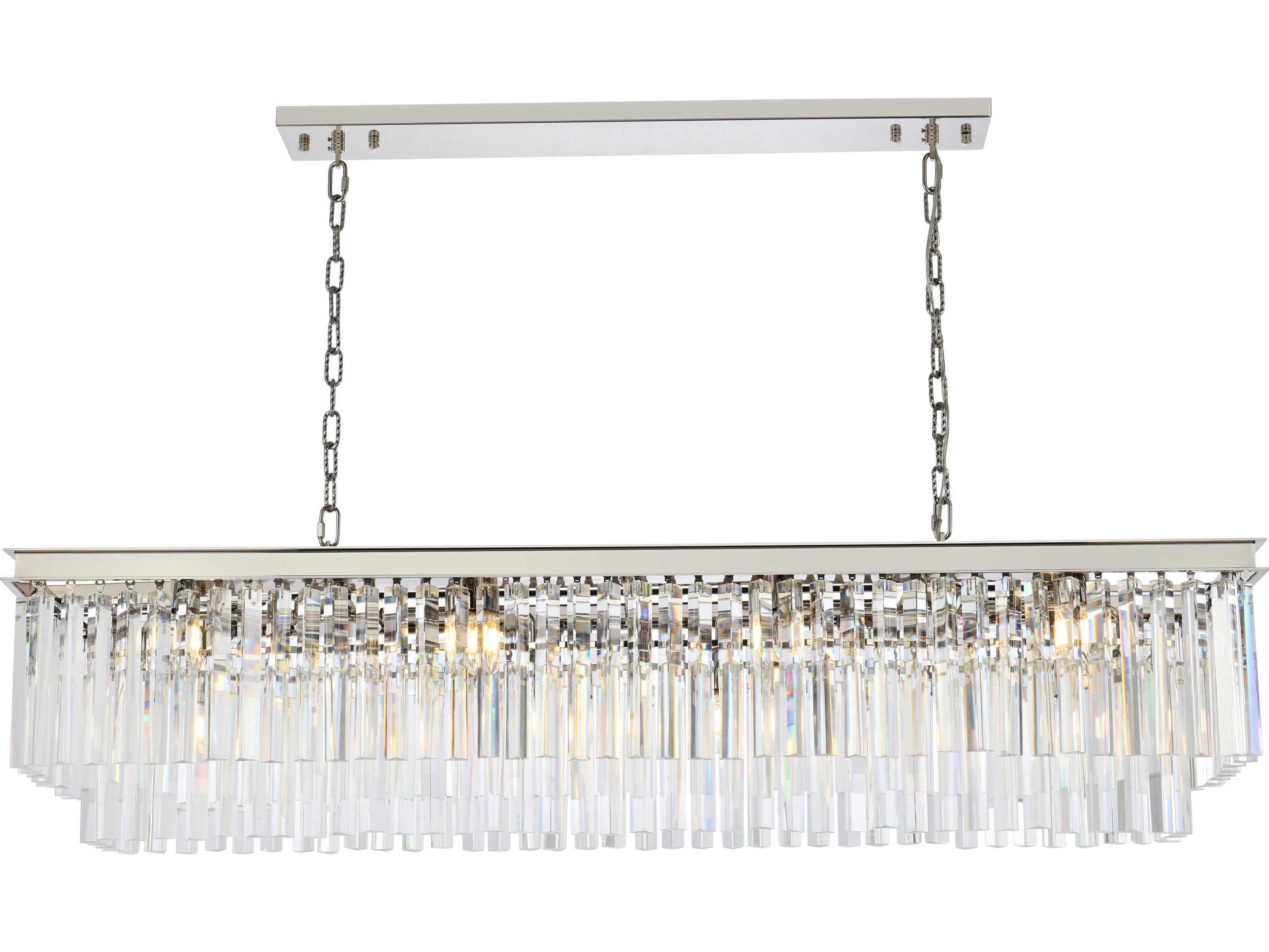 Elegant Lighting Urban 12-Light Polished Nickel Clear Crystal Tiered Island Pendant