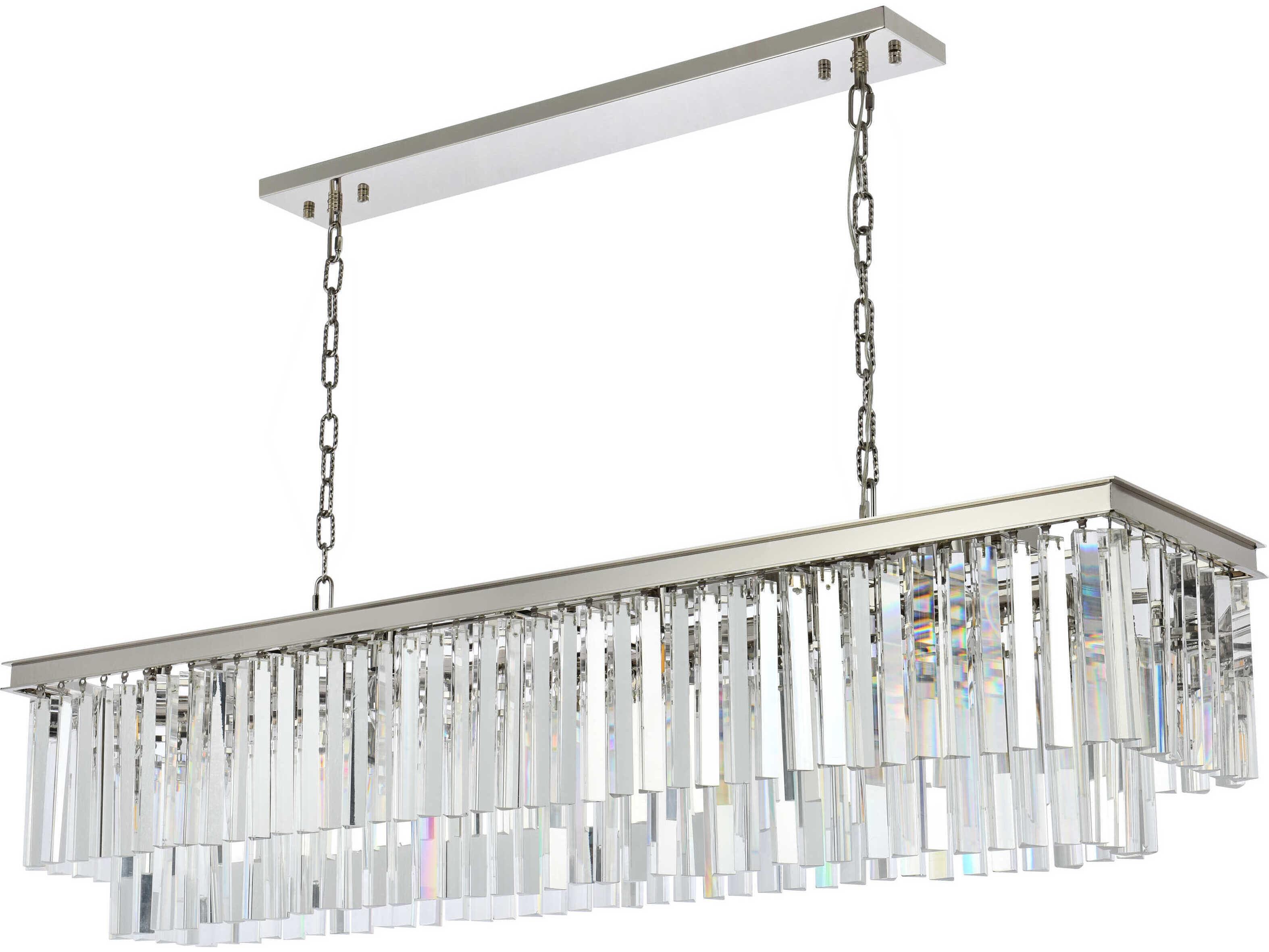 Elegant Lighting Urban 12-Light Polished Nickel Clear Crystal Tiered Island Pendant