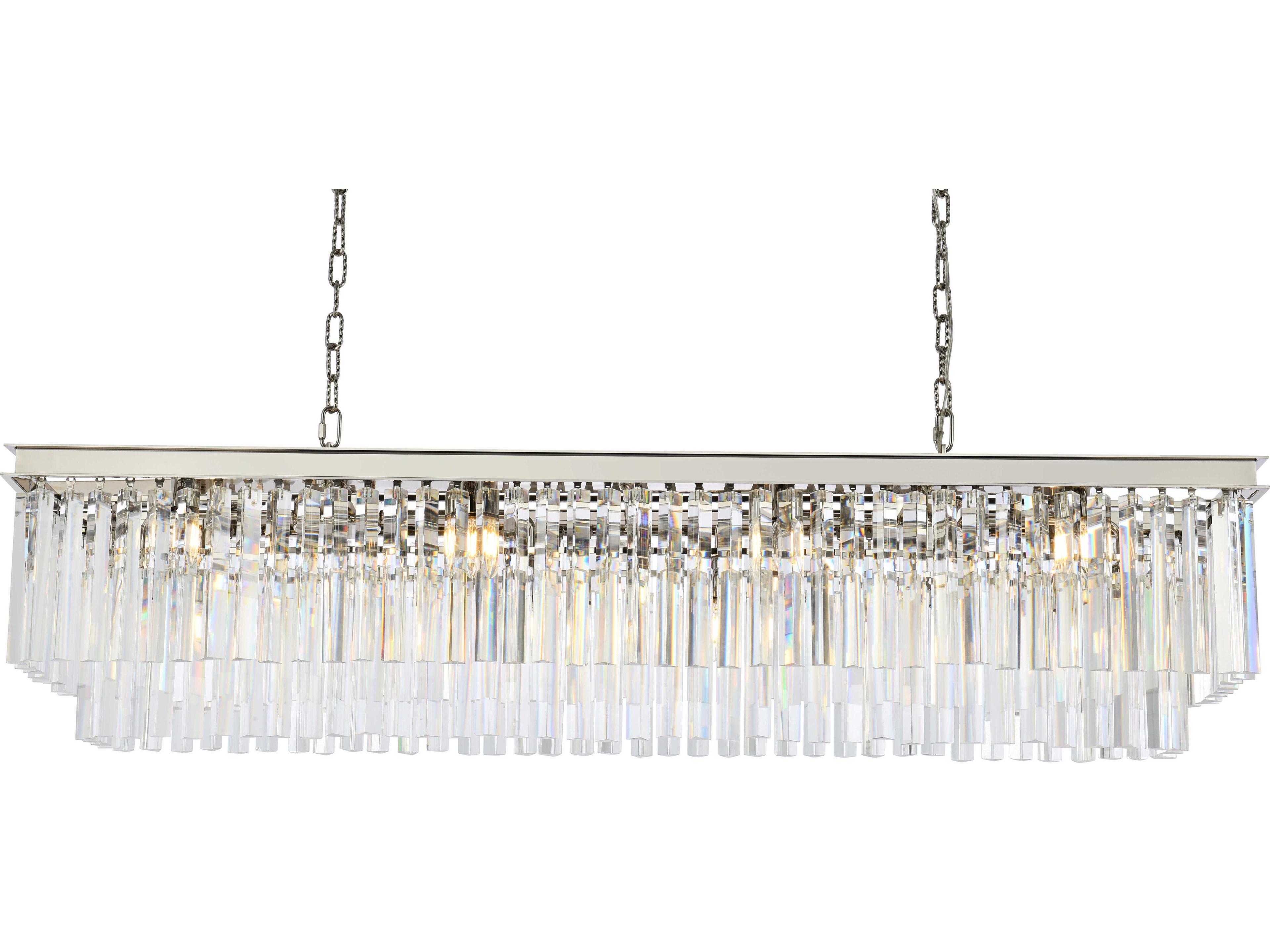 Elegant Lighting Urban 12-Light Polished Nickel Clear Crystal Tiered Island Pendant
