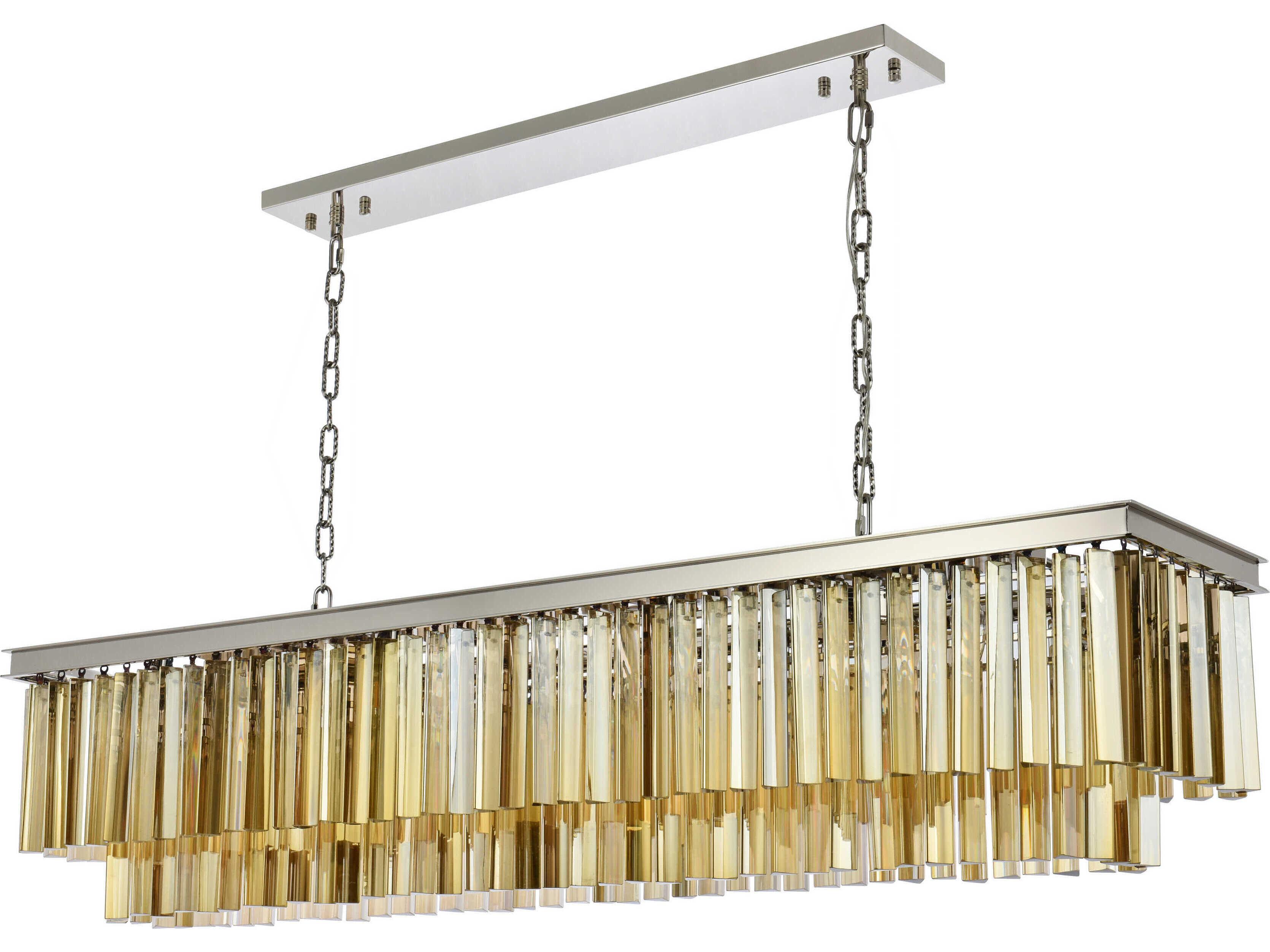 Elegant Lighting Sydney 12-Light Polished Nickel Gold Crystal Tiered Island Pendant