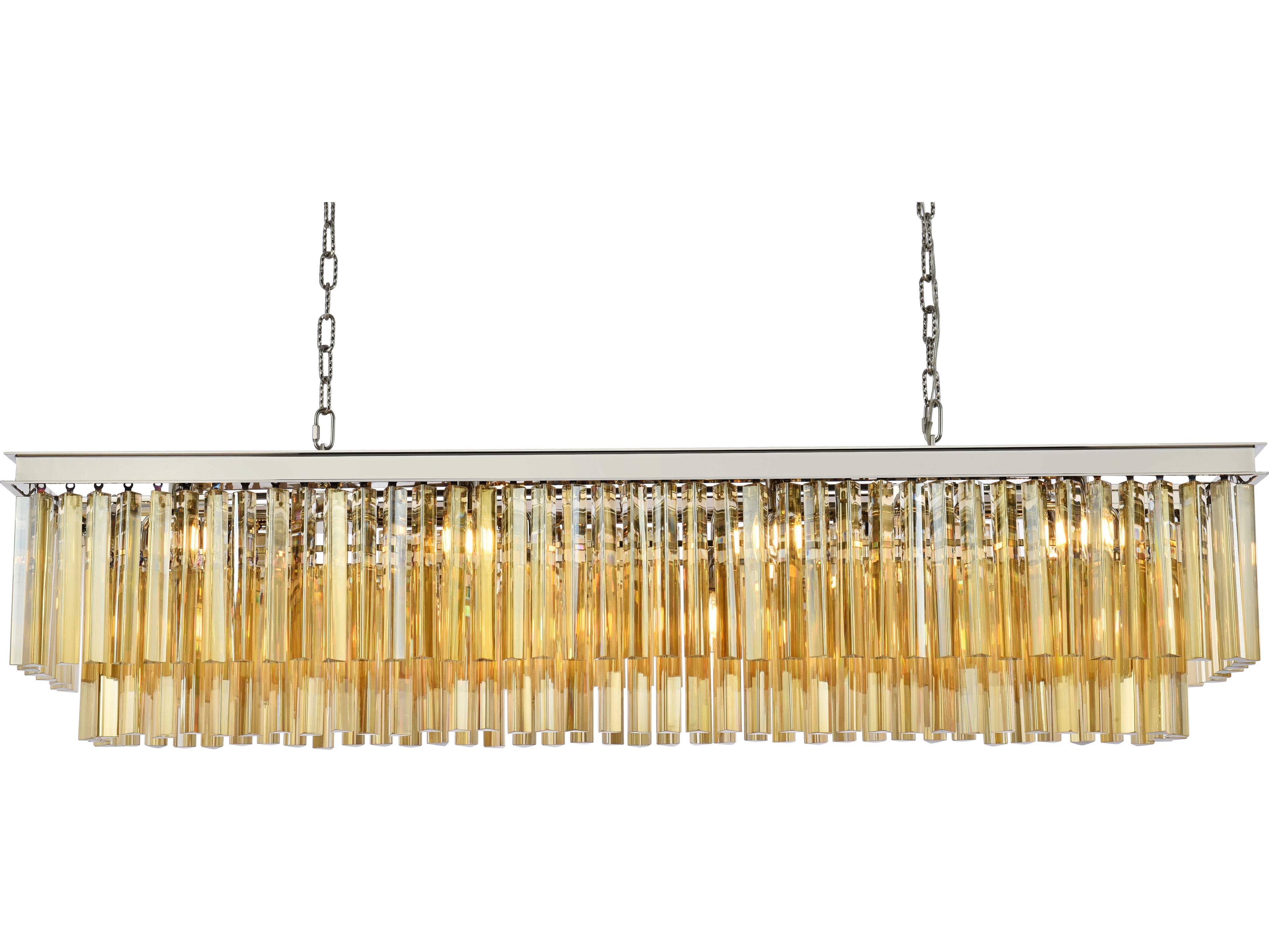 Elegant Lighting Sydney 12-Light Polished Nickel Gold Crystal Tiered Island Pendant