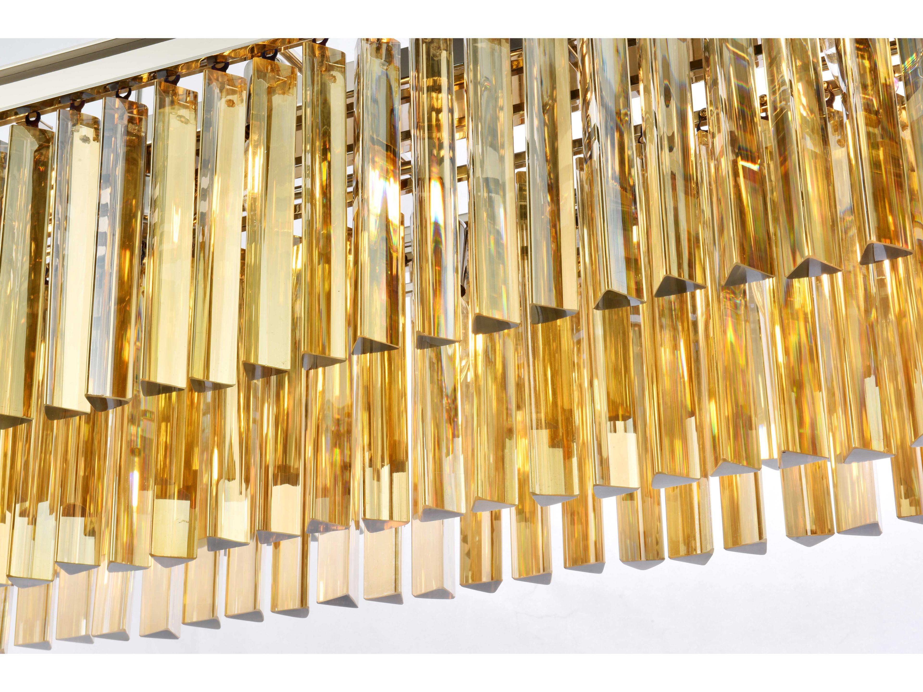 Elegant Lighting Sydney 12-Light Polished Nickel Gold Crystal Tiered Island Pendant