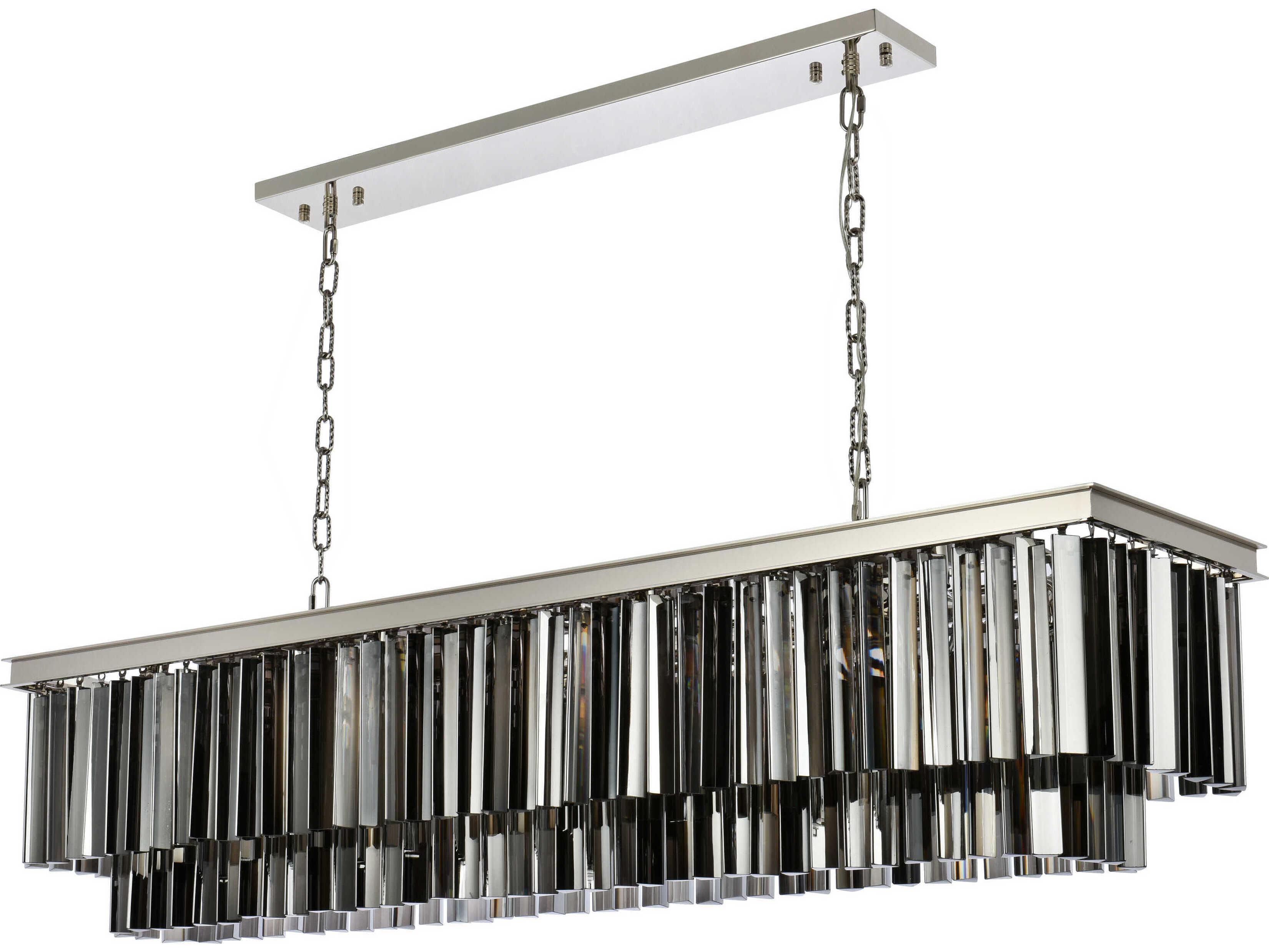 Elegant Lighting Sydney 12-Light Polished Nickel Silver Crystal Tiered Island Pendant