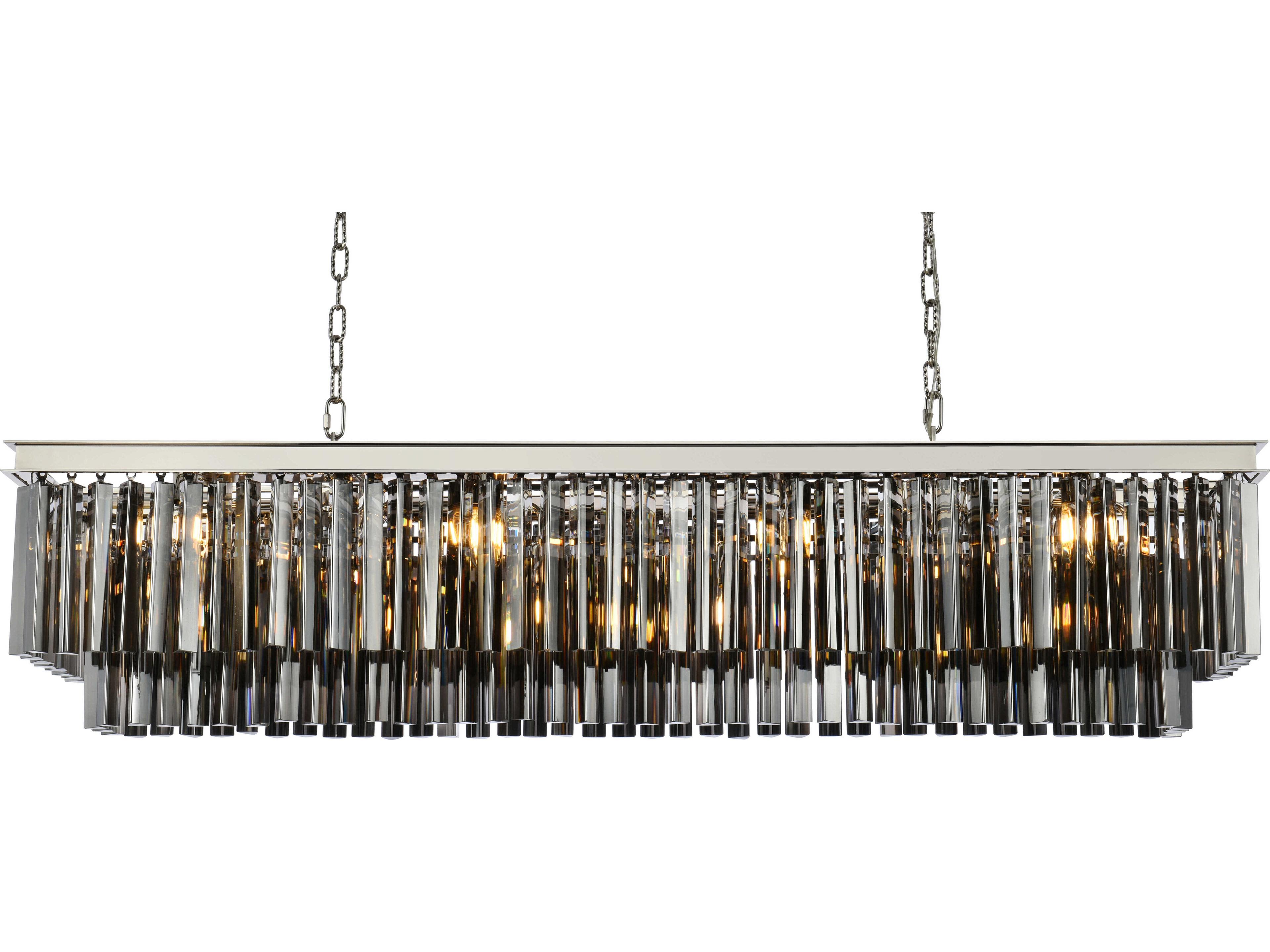 Elegant Lighting Sydney 12-Light Polished Nickel Silver Crystal Tiered Island Pendant