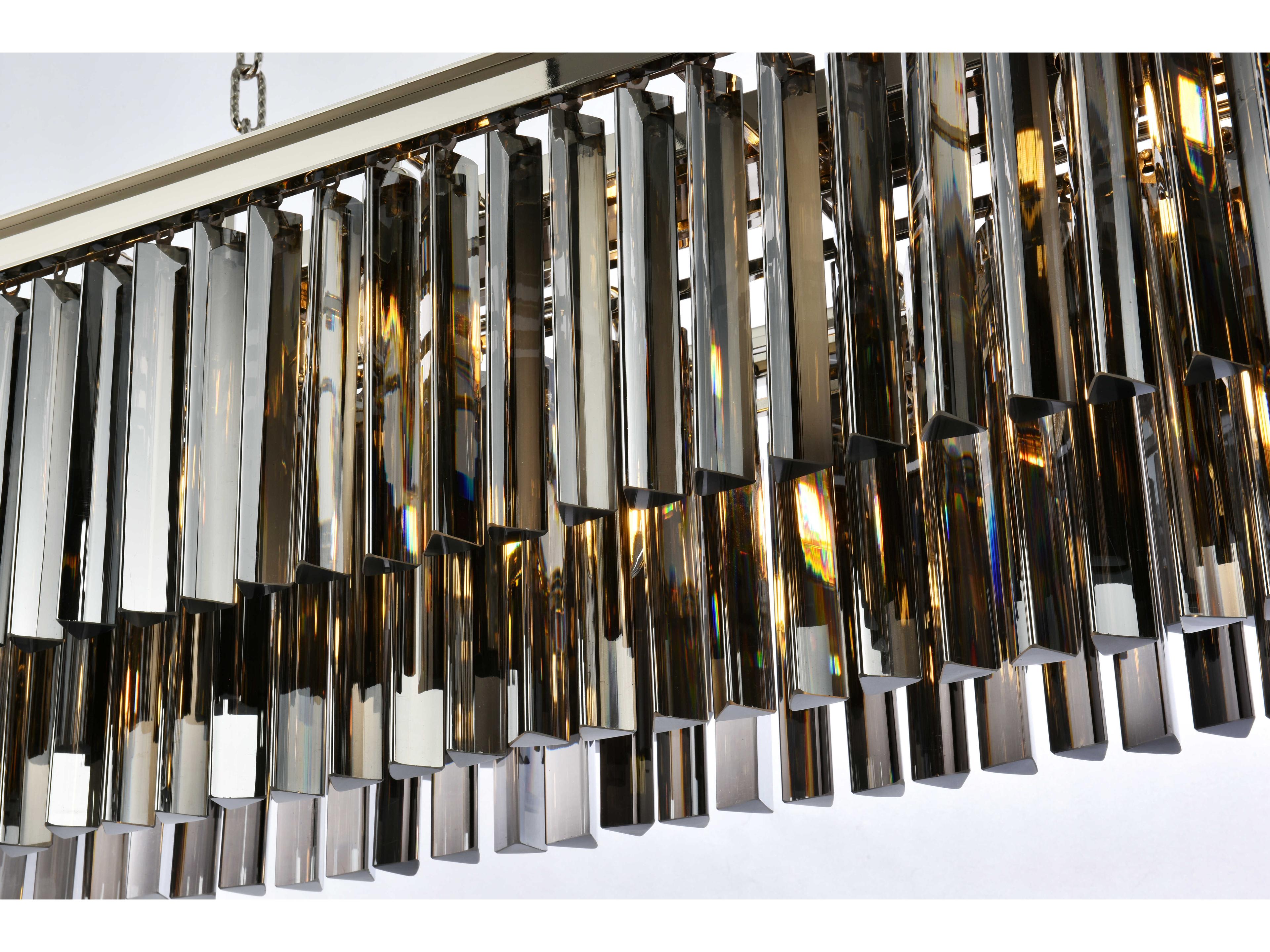 Elegant Lighting Sydney 12-Light Polished Nickel Silver Crystal Tiered Island Pendant