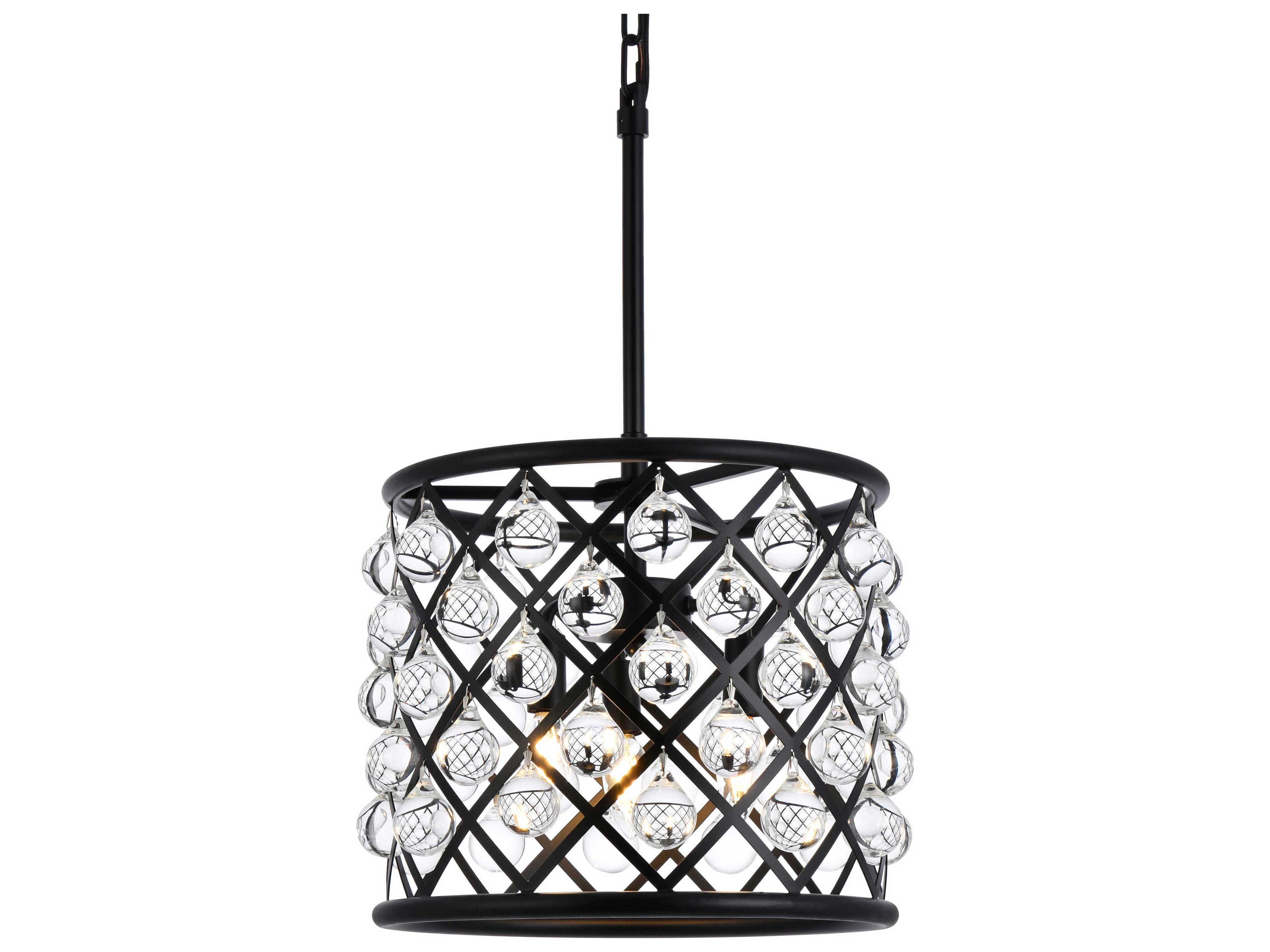 Elegant Lighting Madison 3-Light Mocha Brown Clear Crystal Drum Pendant