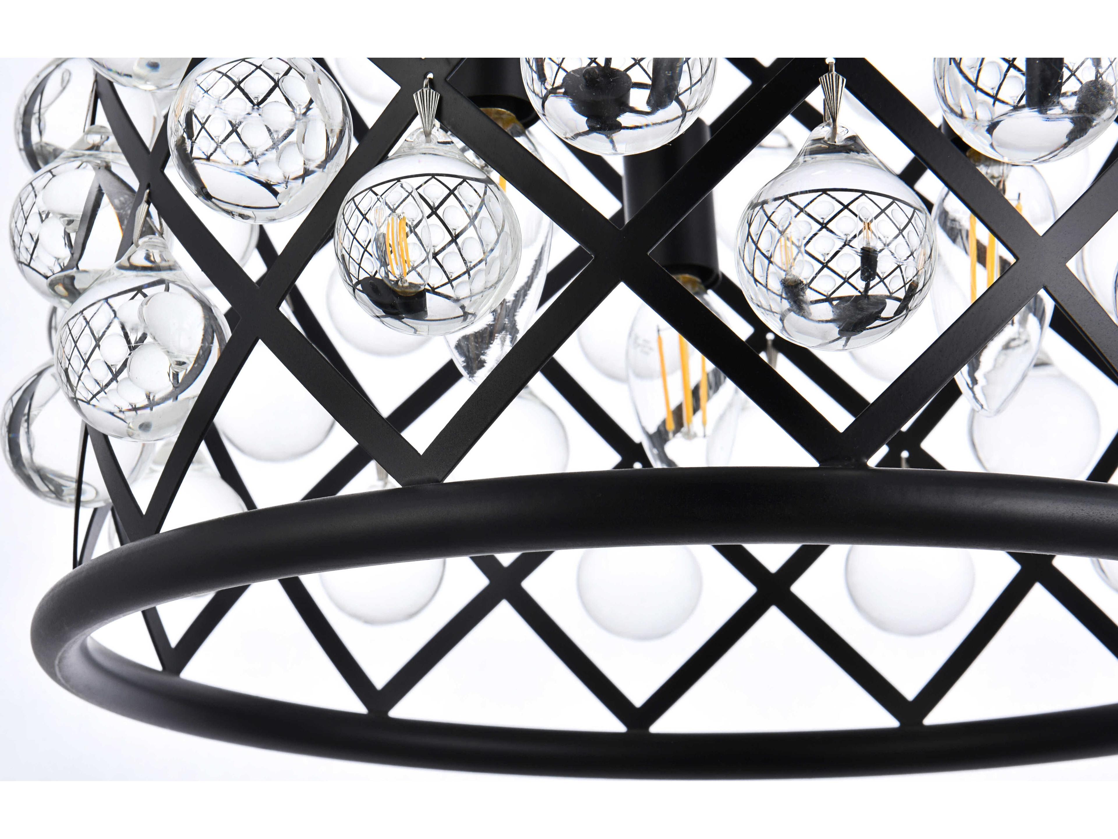 Elegant Lighting Madison 3-Light Mocha Brown Clear Crystal Drum Pendant