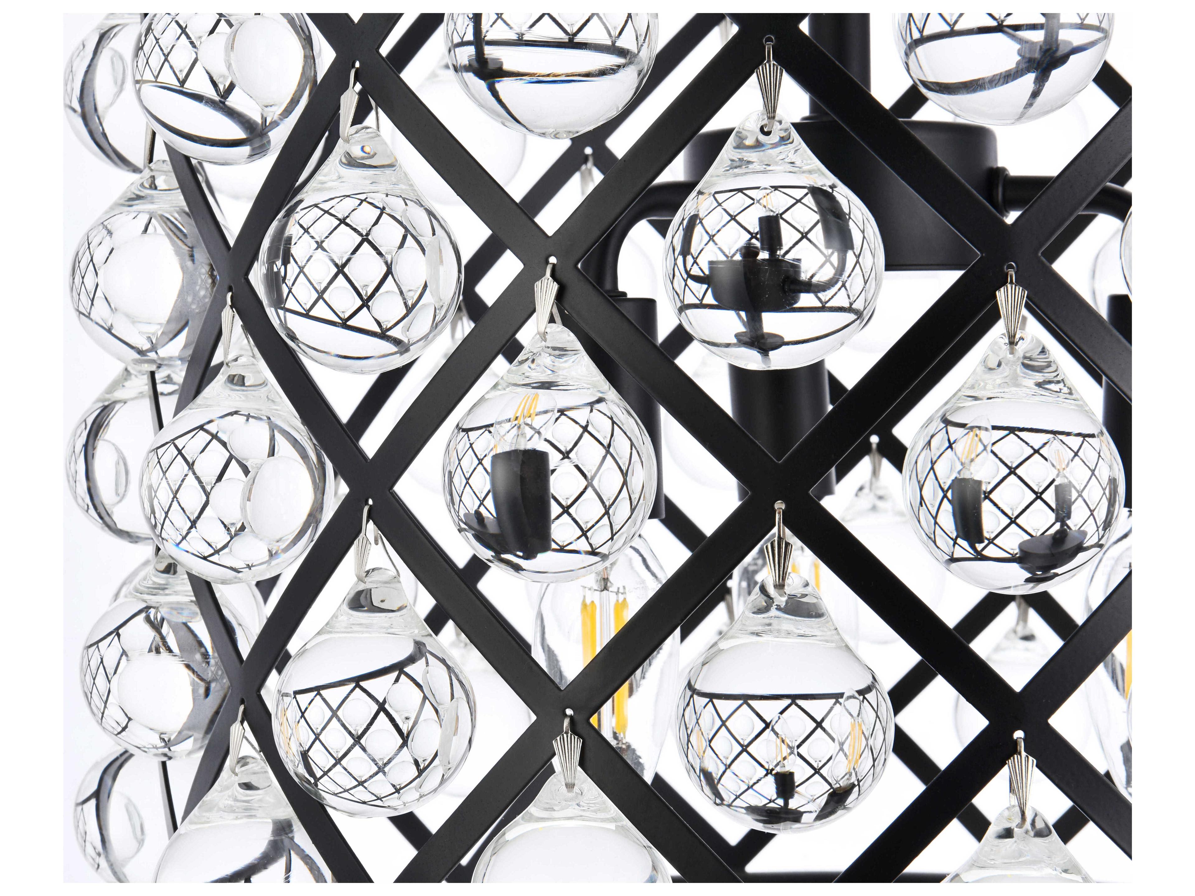 Elegant Lighting Madison 3-Light Mocha Brown Clear Crystal Drum Pendant