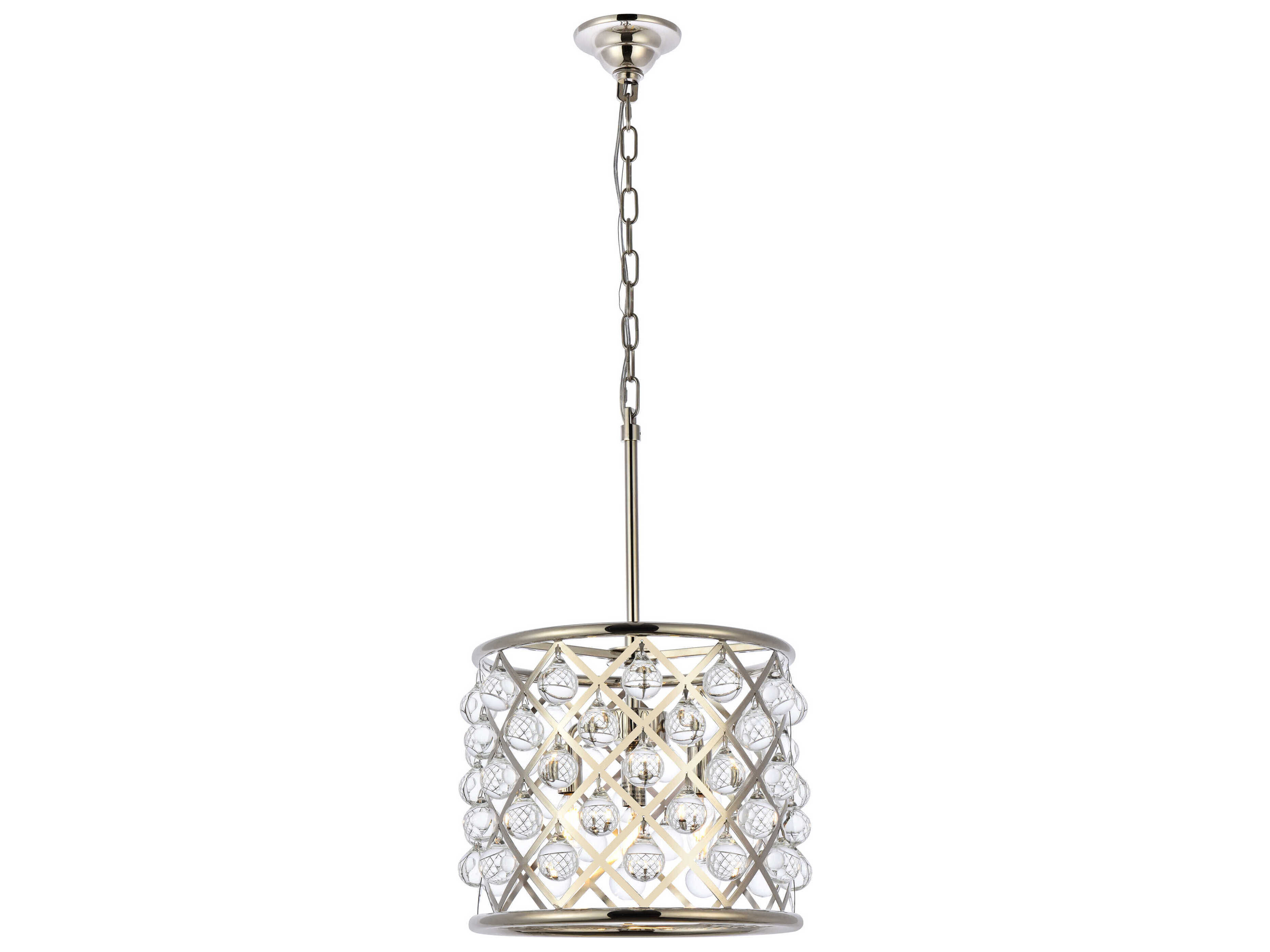 Elegant Lighting Madison 3-Light Polished Nickel Clear Crystal Drum Pendant