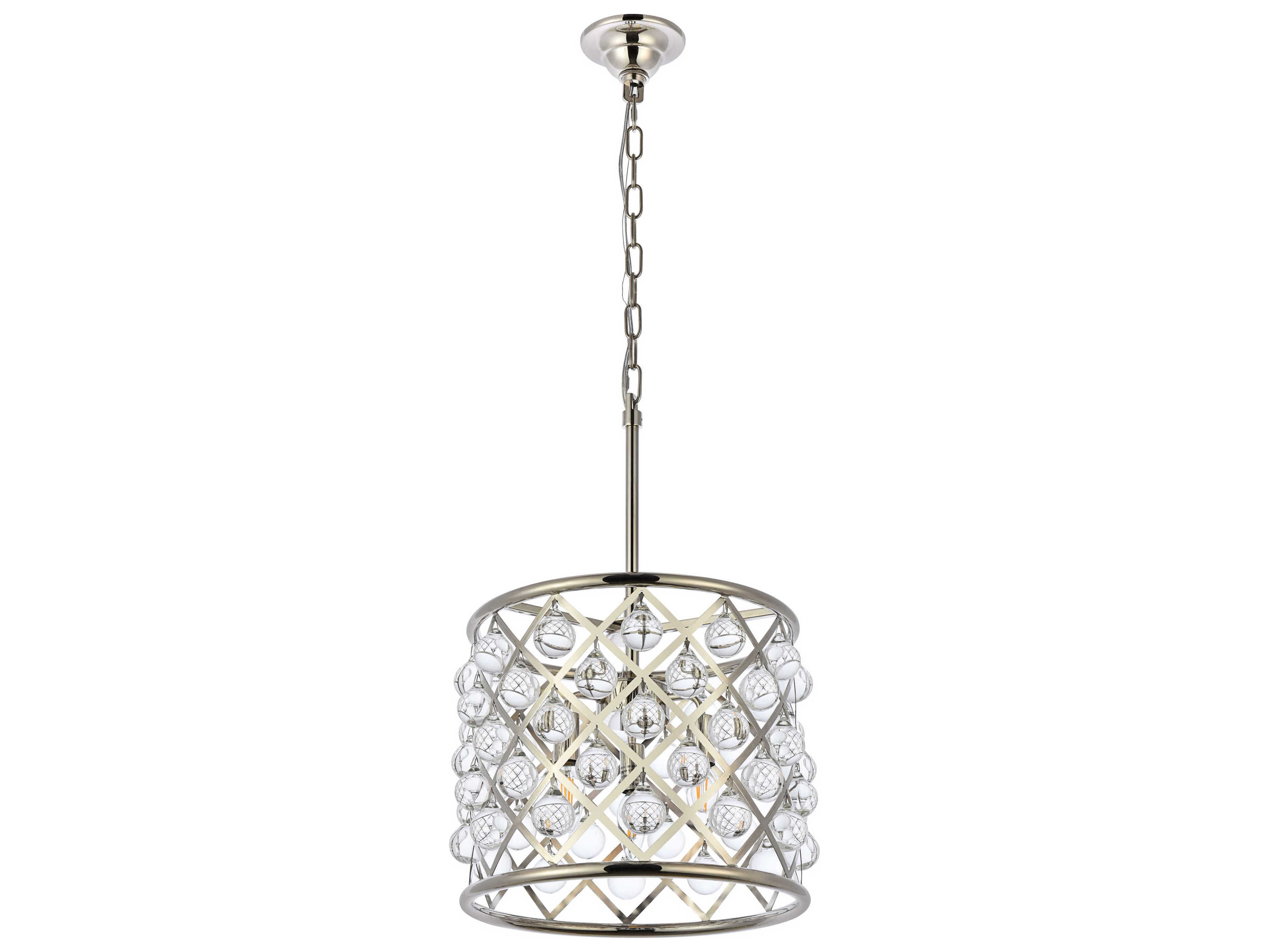 Elegant Lighting Madison 3-Light Polished Nickel Clear Crystal Drum Pendant