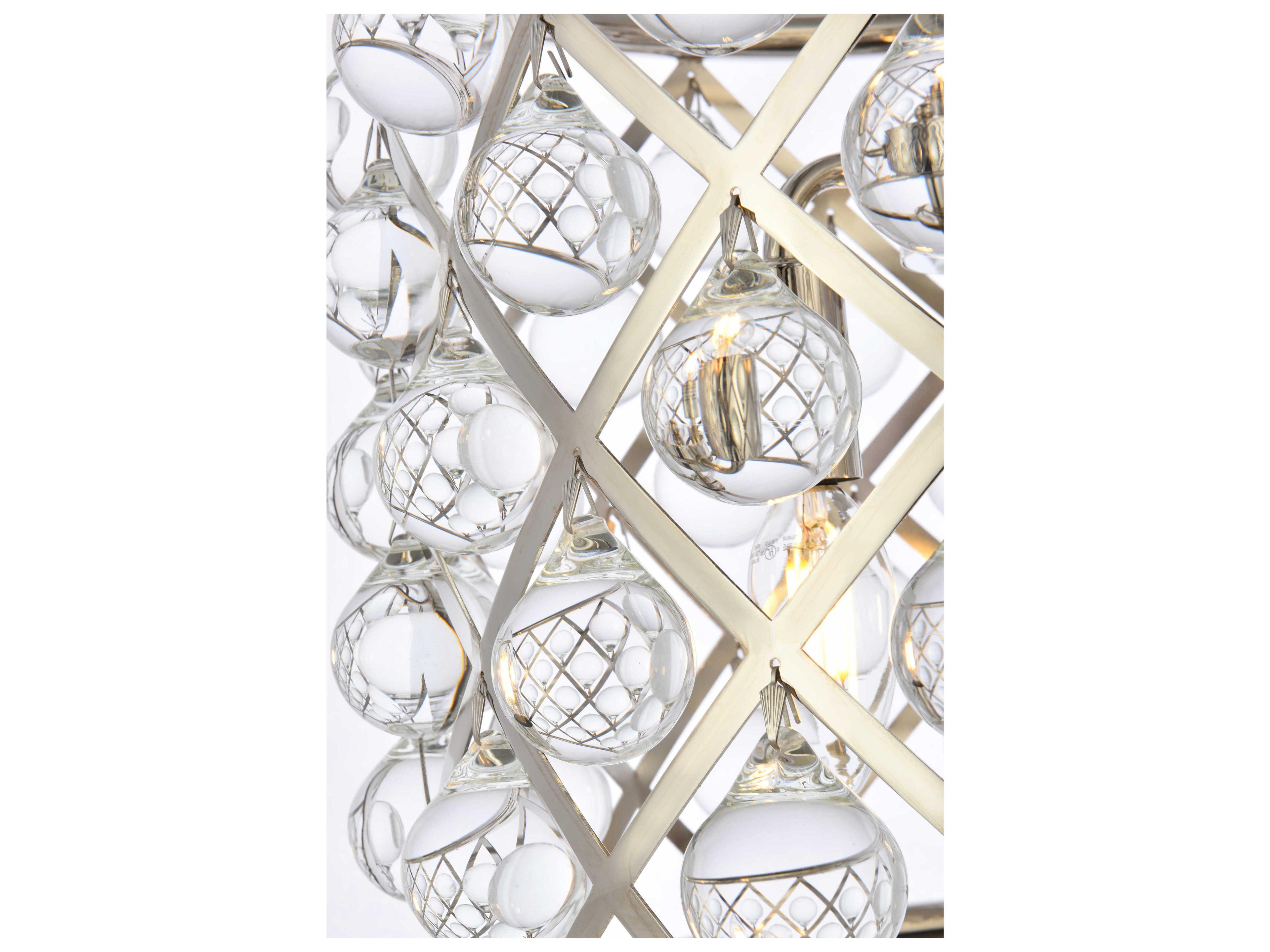 Elegant Lighting Madison 3-Light Polished Nickel Clear Crystal Drum Pendant