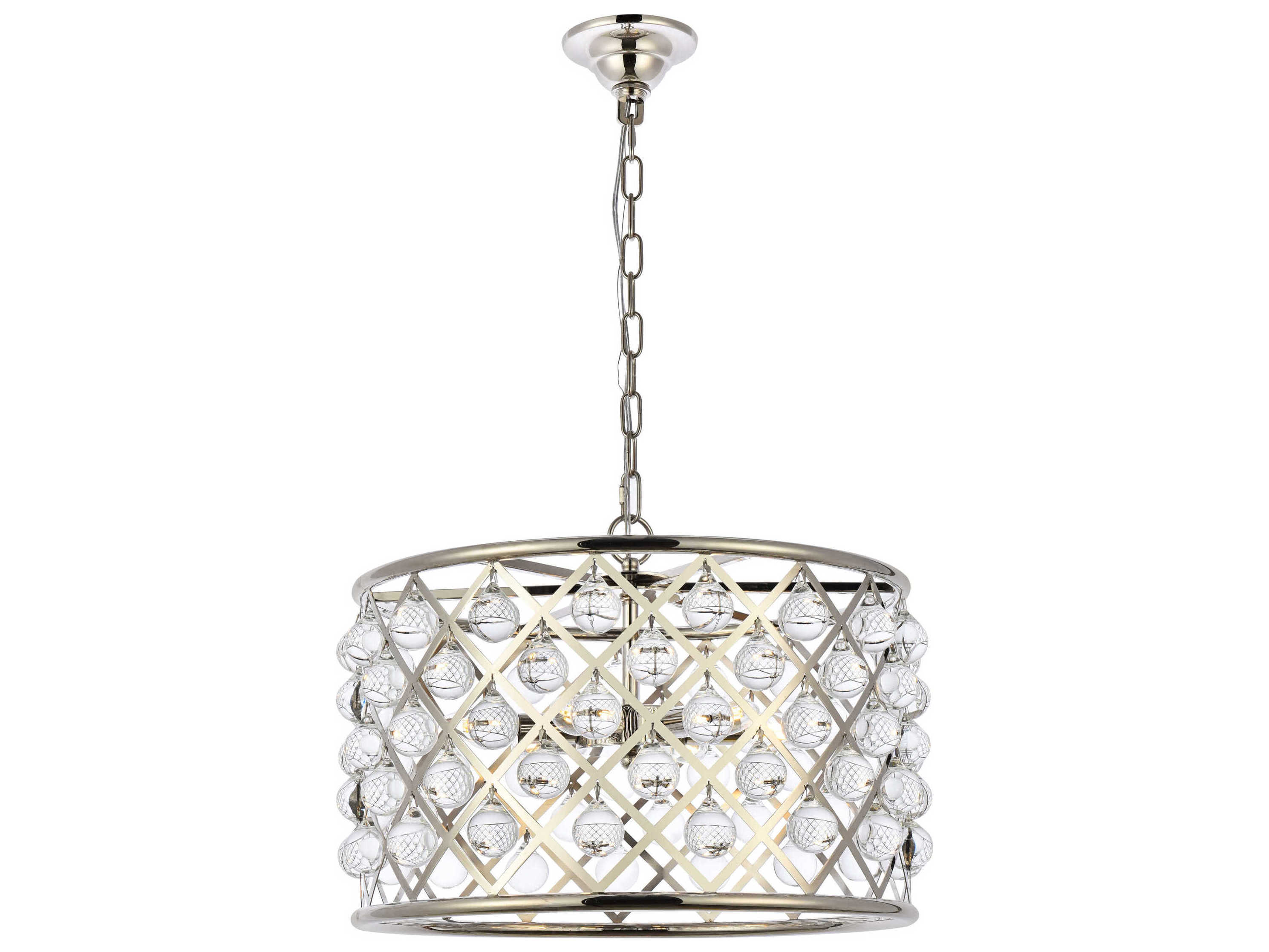Elegant Lighting Madison 6-Light Polished Nickel Clear Crystal Drum Pendant