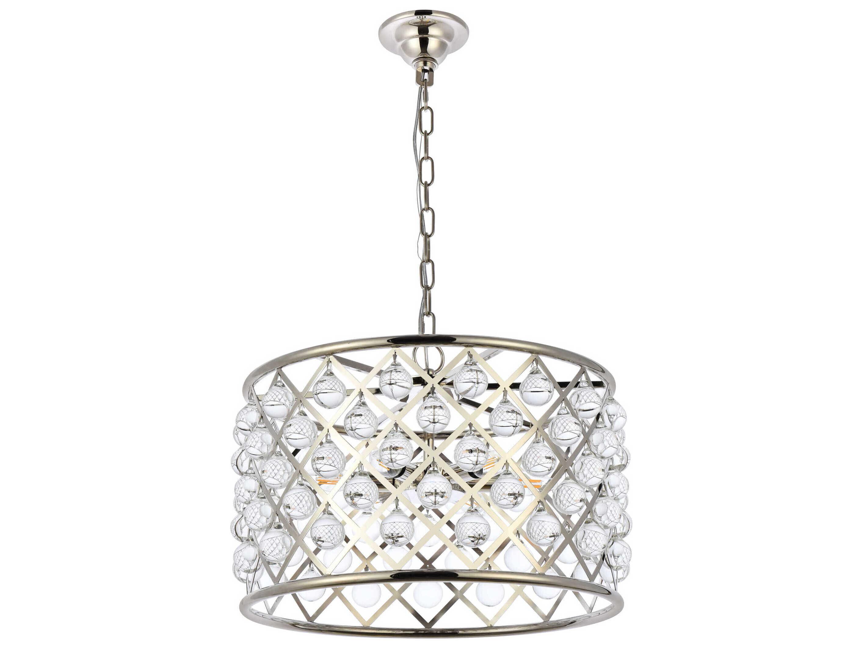 Elegant Lighting Madison 6-Light Polished Nickel Clear Crystal Drum Pendant