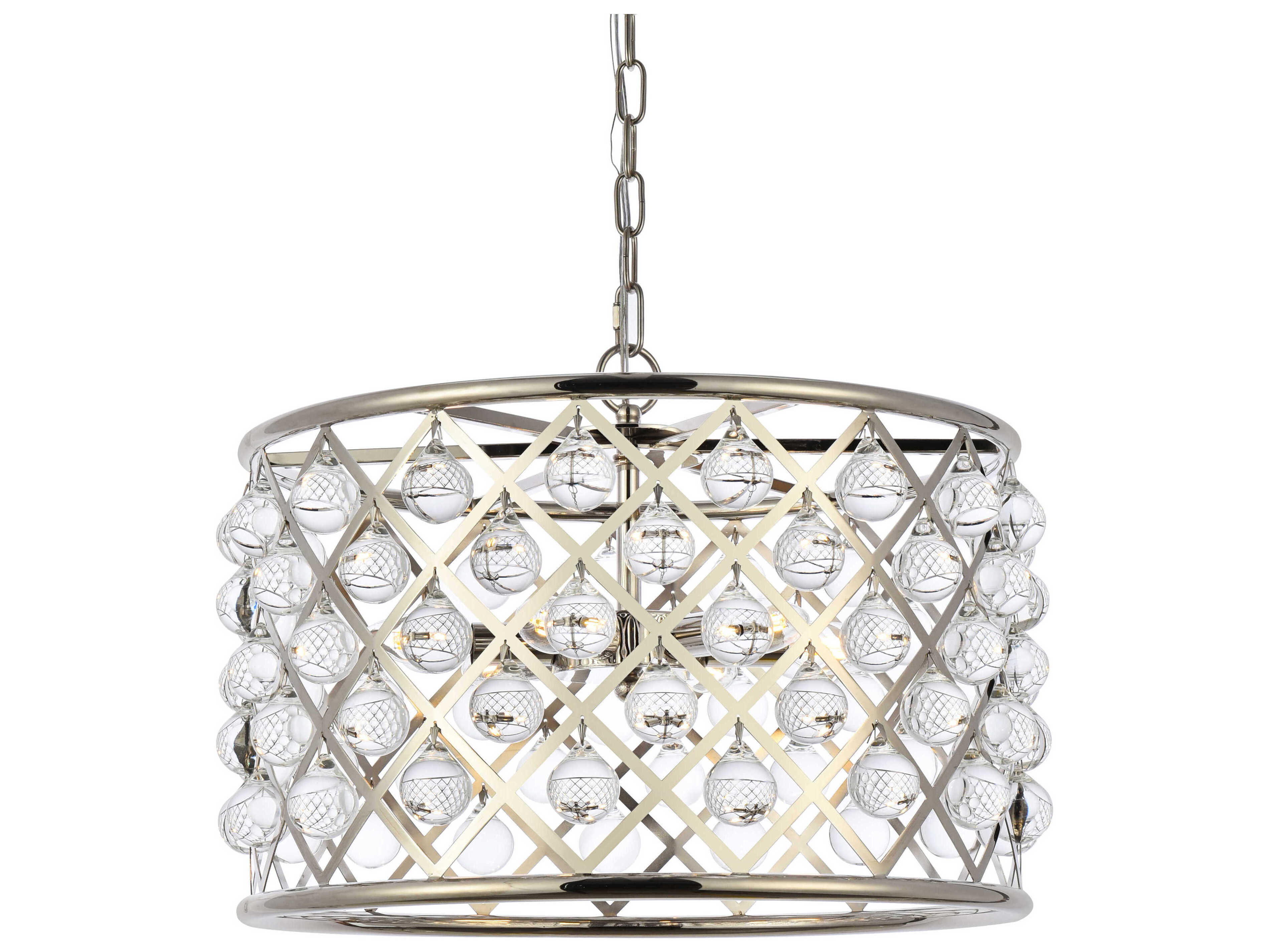 Elegant Lighting Madison 6-Light Polished Nickel Clear Crystal Drum Pendant