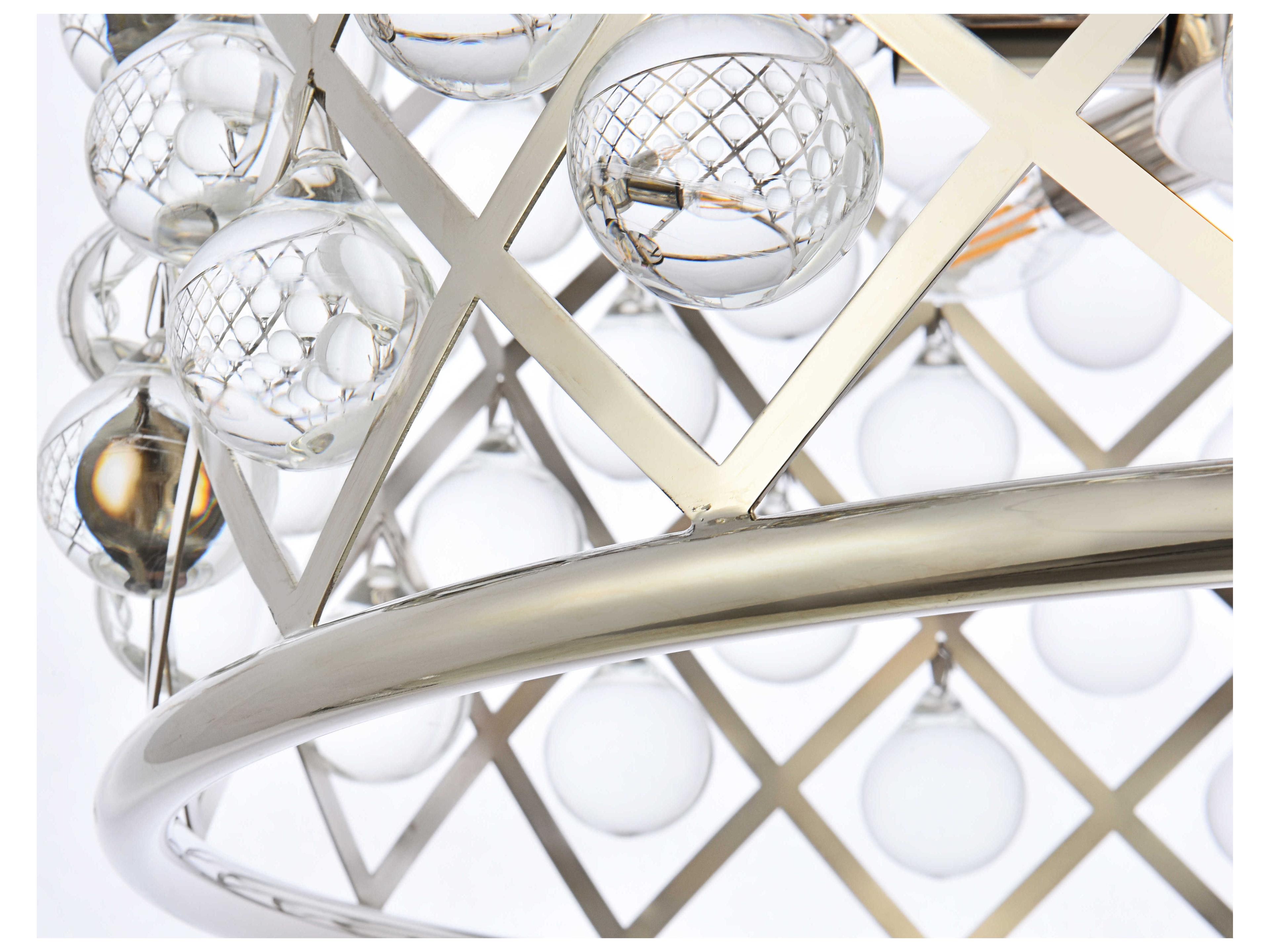 Elegant Lighting Madison 6-Light Polished Nickel Clear Crystal Drum Pendant