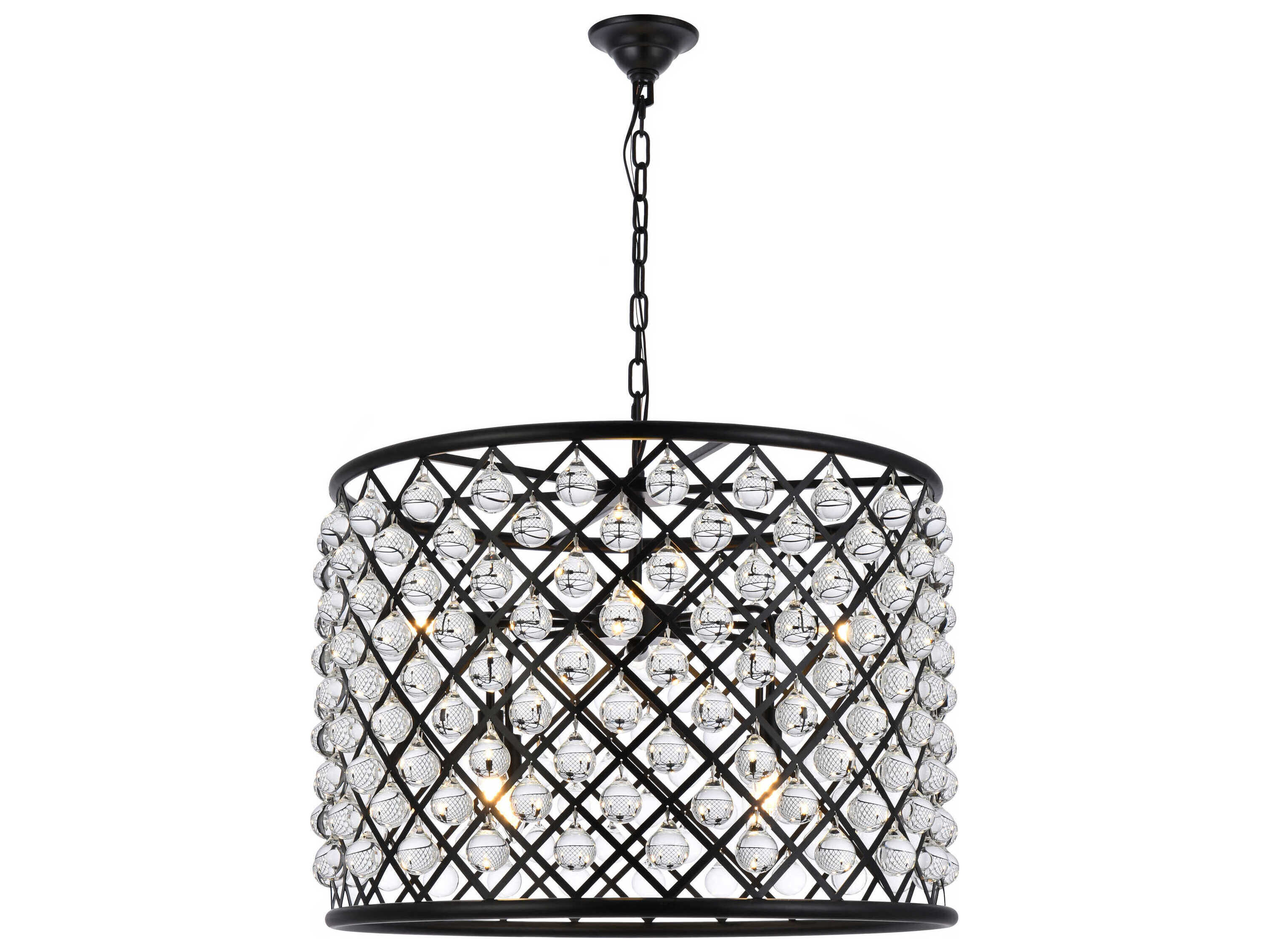Elegant Lighting Madison 8-Light Mocha Brown Clear Crystal Drum Pendant