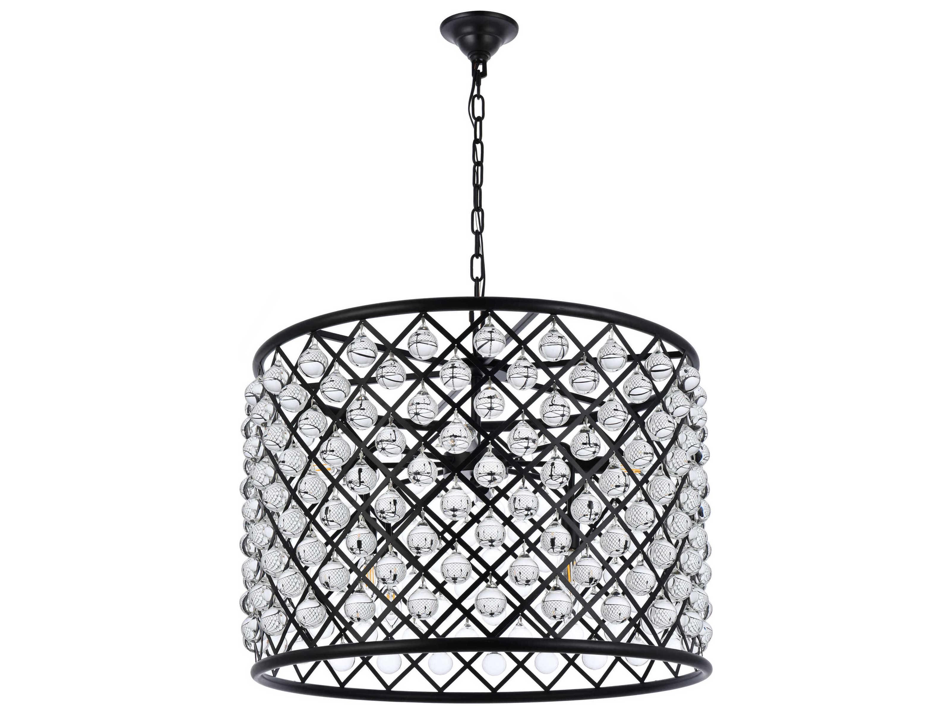 Elegant Lighting Madison 8-Light Mocha Brown Clear Crystal Drum Pendant