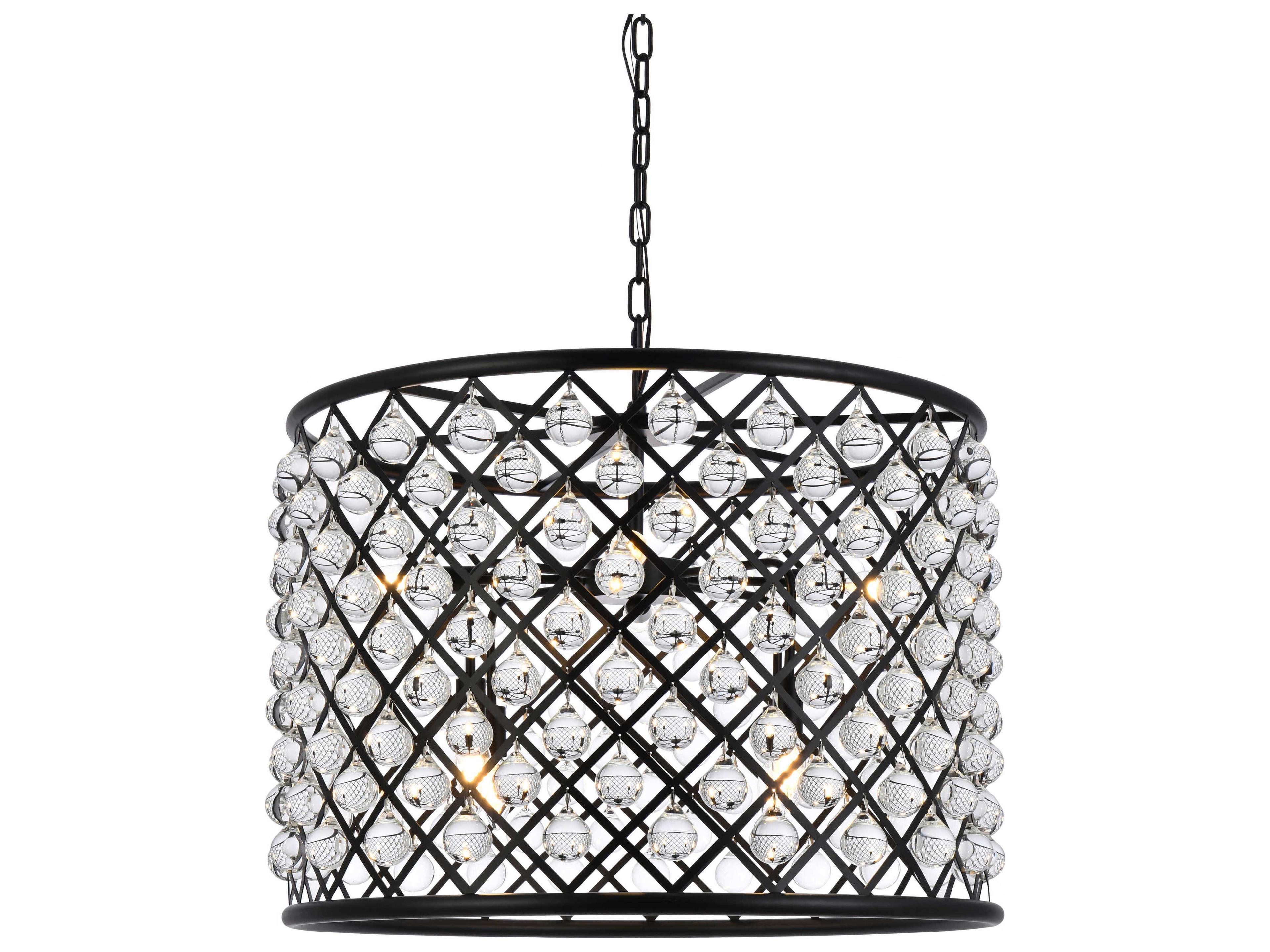 Elegant Lighting Madison 8-Light Mocha Brown Clear Crystal Drum Pendant