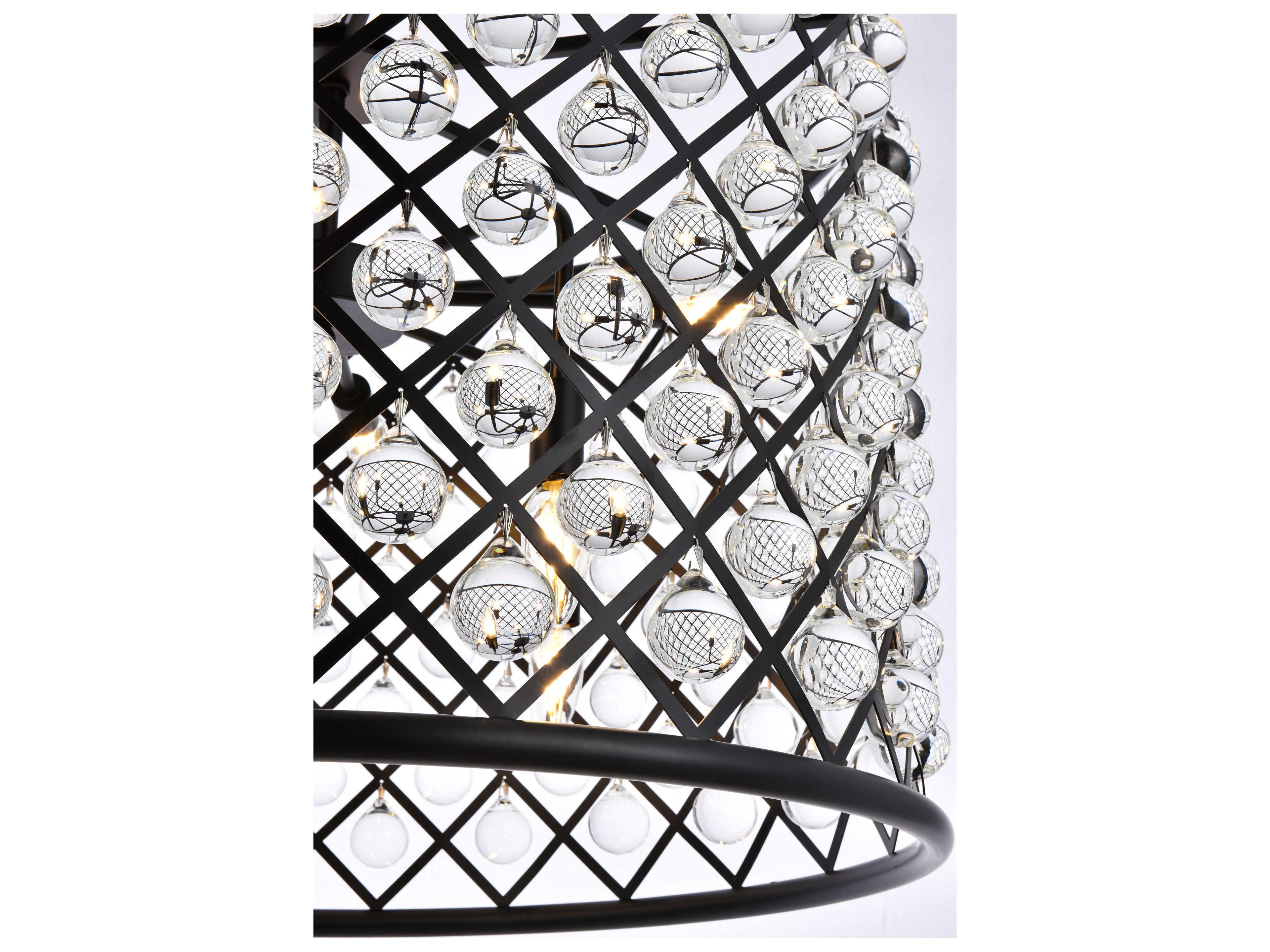 Elegant Lighting Madison 8-Light Mocha Brown Clear Crystal Drum Pendant