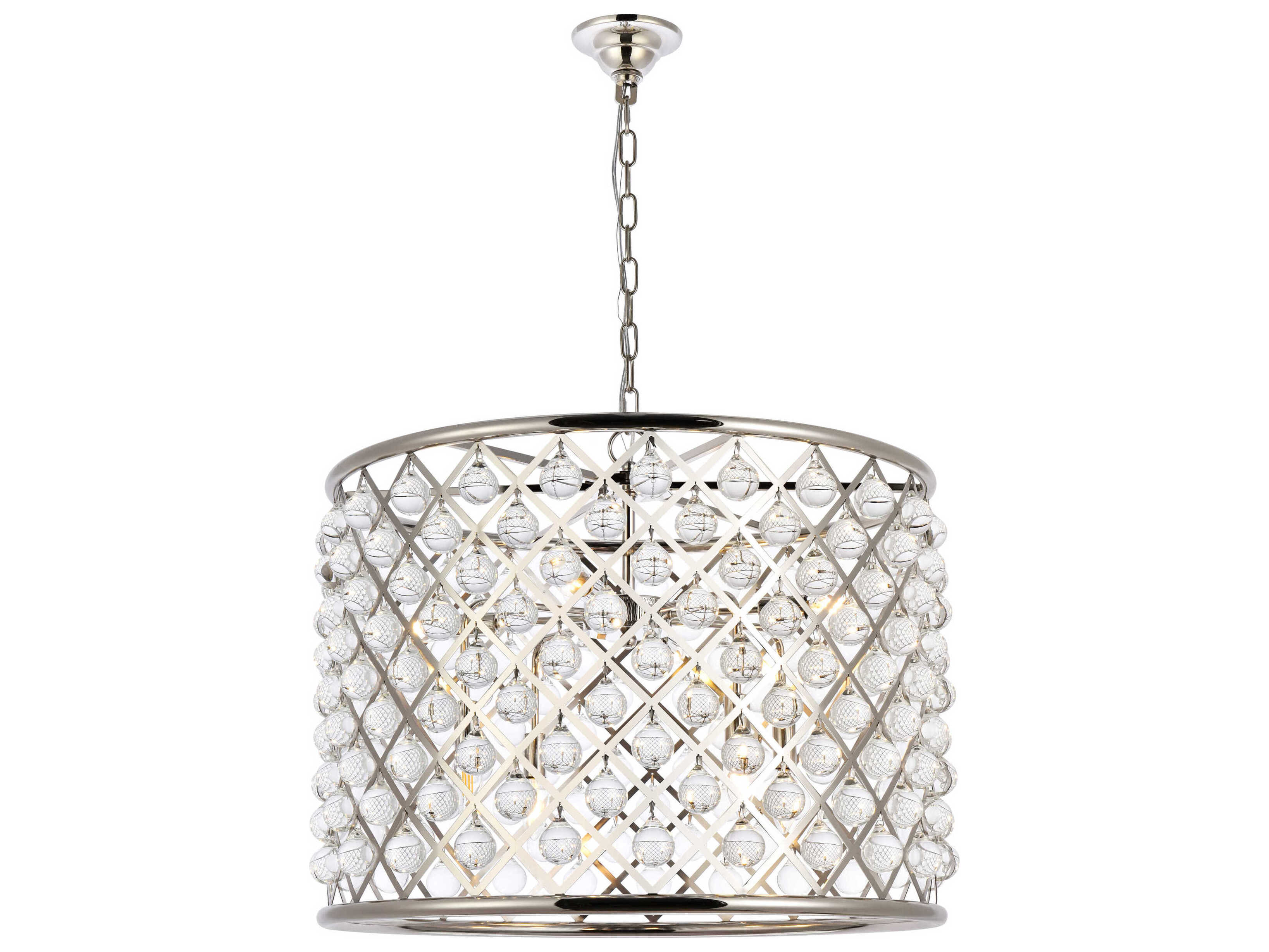 Elegant Lighting Madison 8-Light Polished Nickel Clear Crystal Drum Pendant