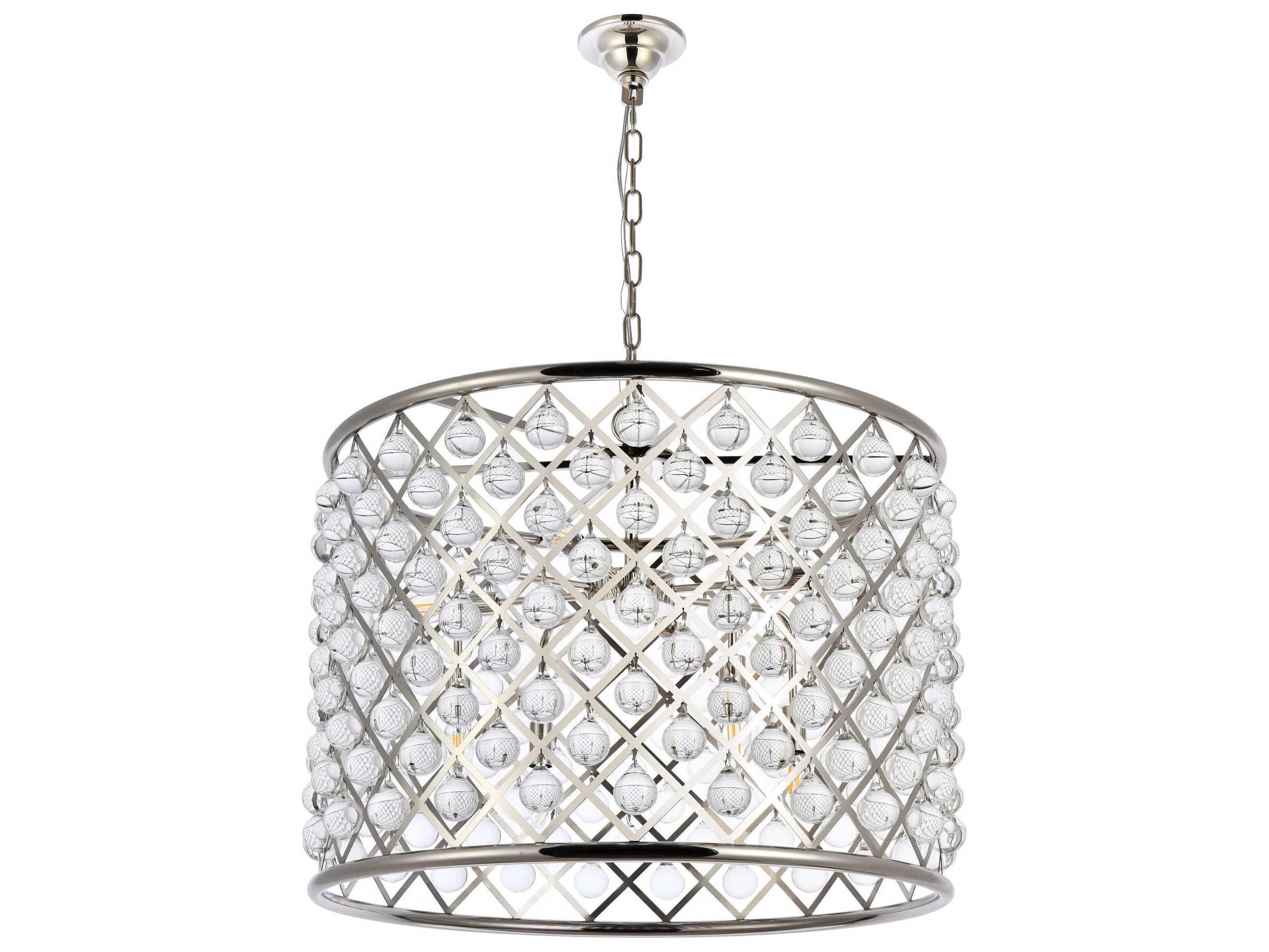Elegant Lighting Madison 8-Light Polished Nickel Clear Crystal Drum Pendant