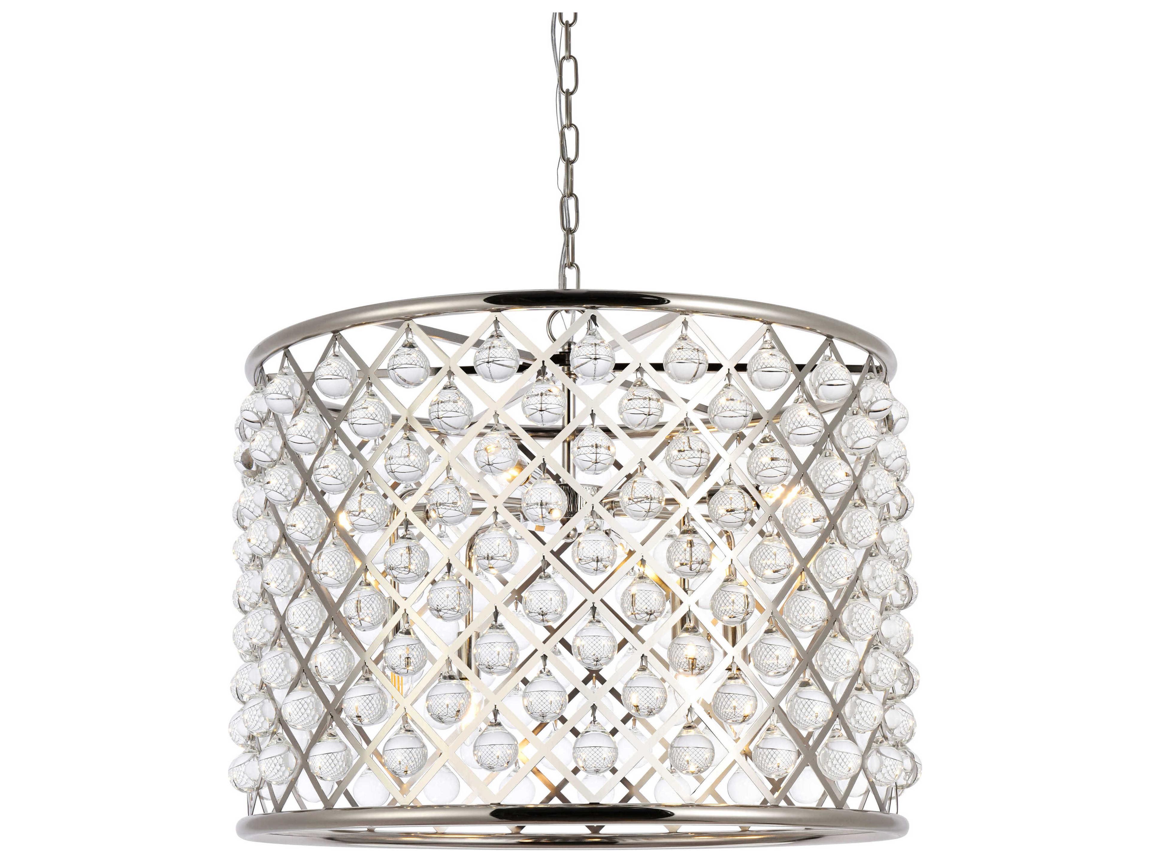 Elegant Lighting Madison 8-Light Polished Nickel Clear Crystal Drum Pendant