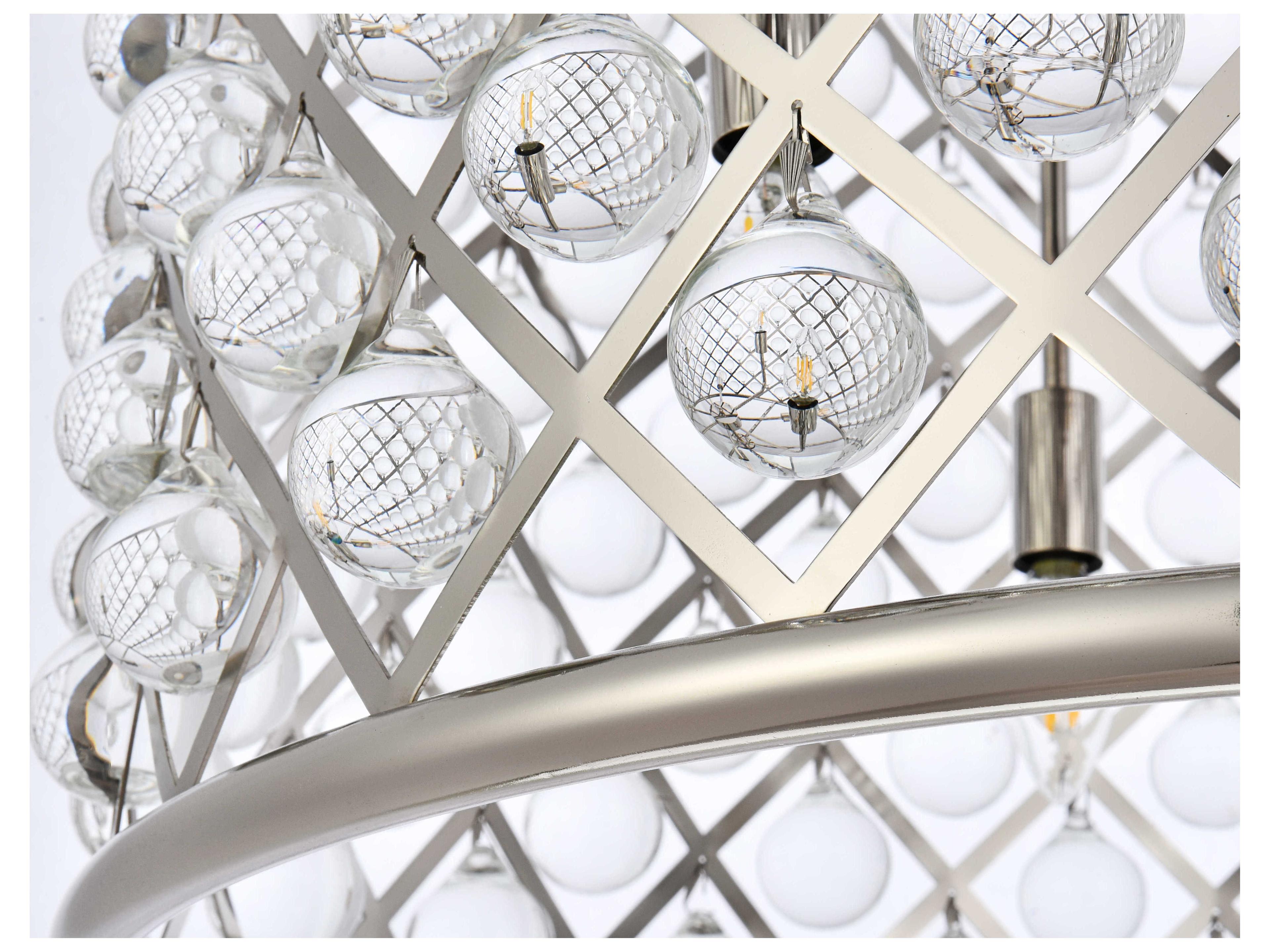 Elegant Lighting Madison 8-Light Polished Nickel Clear Crystal Drum Pendant