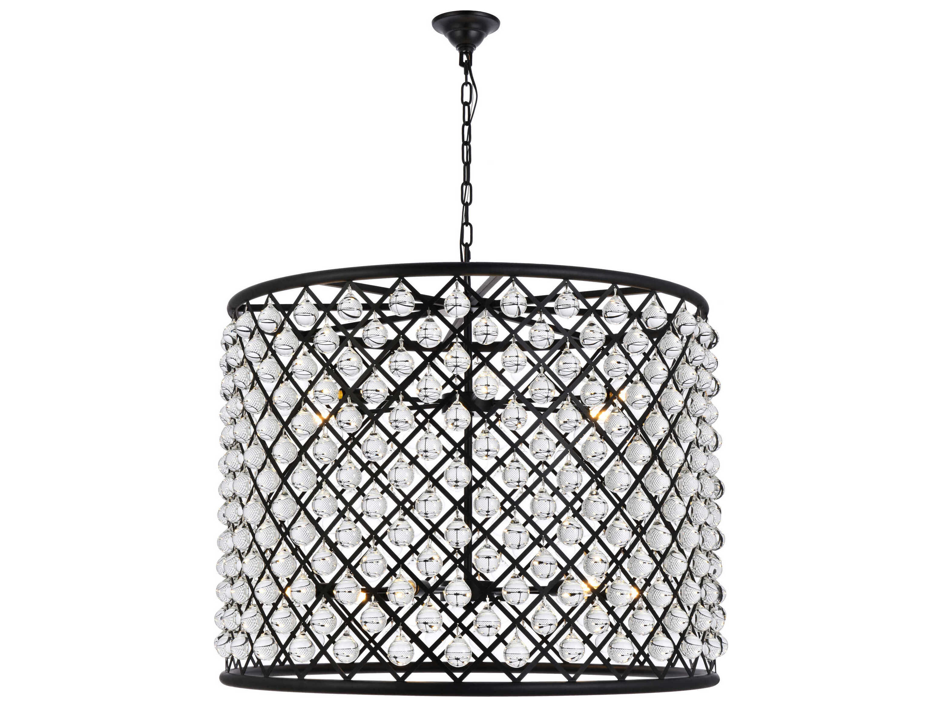 Elegant Lighting Madison 12-Light Mocha Brown Clear Crystal Drum Pendant