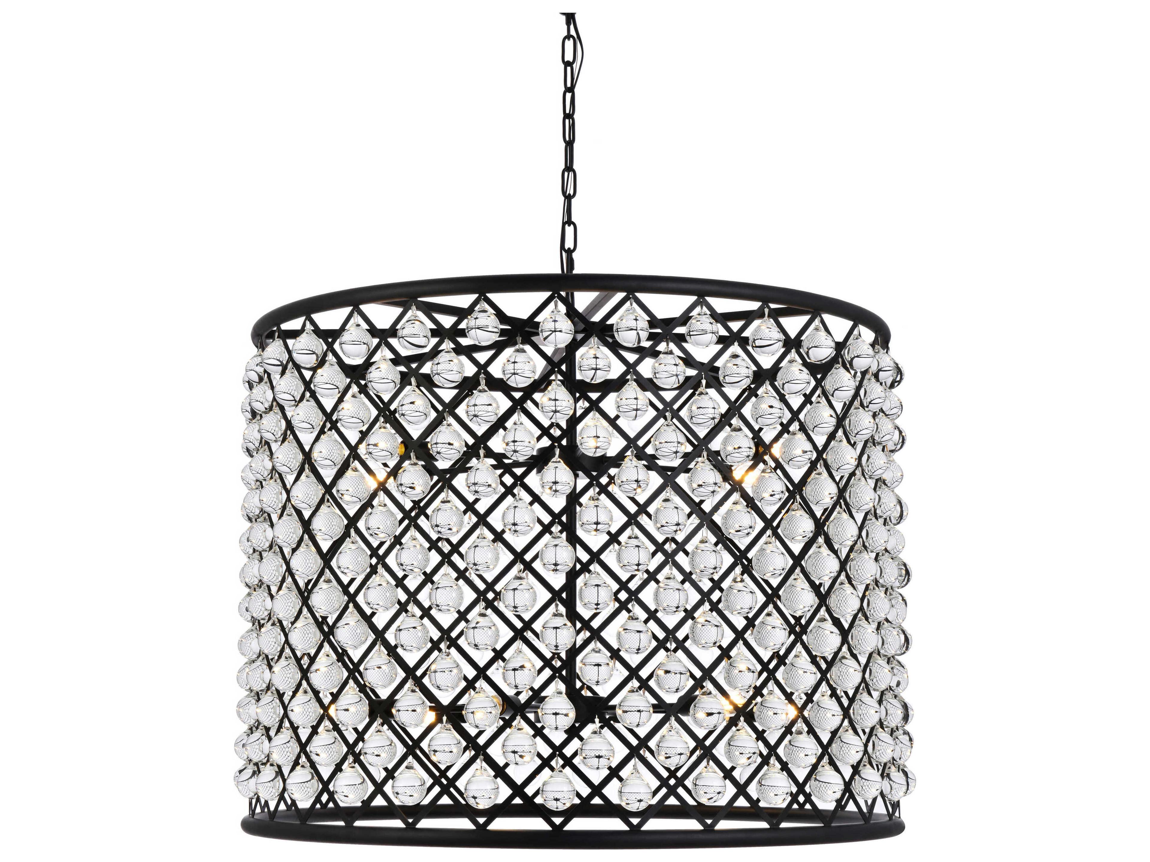 Elegant Lighting Madison 12-Light Mocha Brown Clear Crystal Drum Pendant