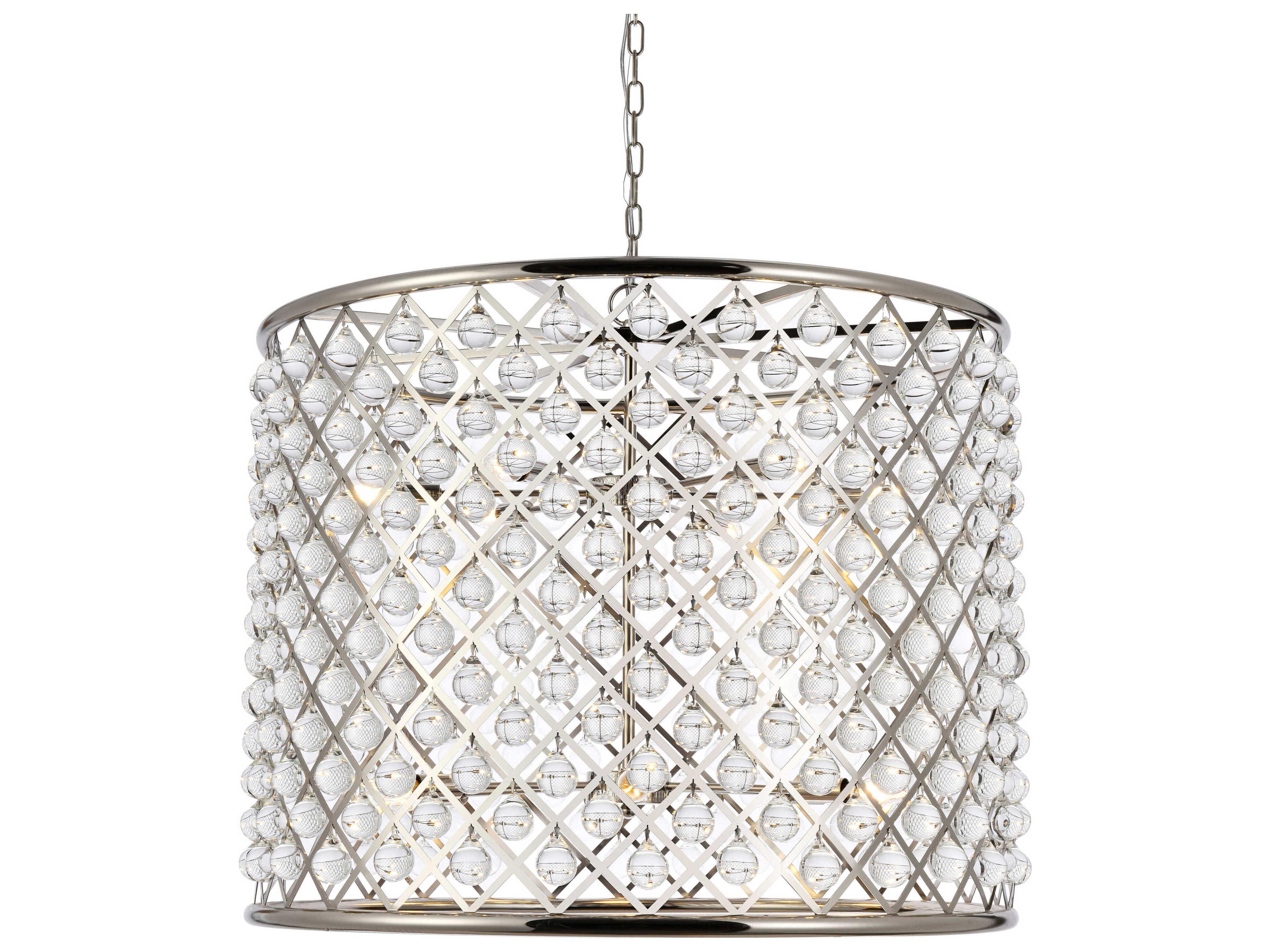 Elegant Lighting Madison 12-Light Polished Nickel Crystal Drum Pendant