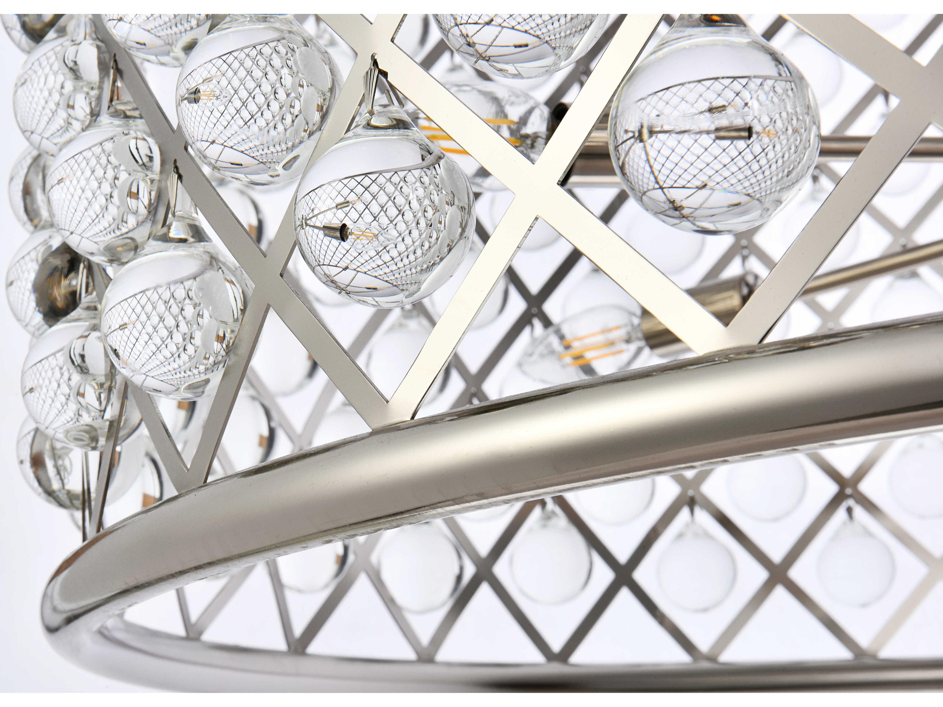 Elegant Lighting Madison 12-Light Polished Nickel Crystal Drum Pendant