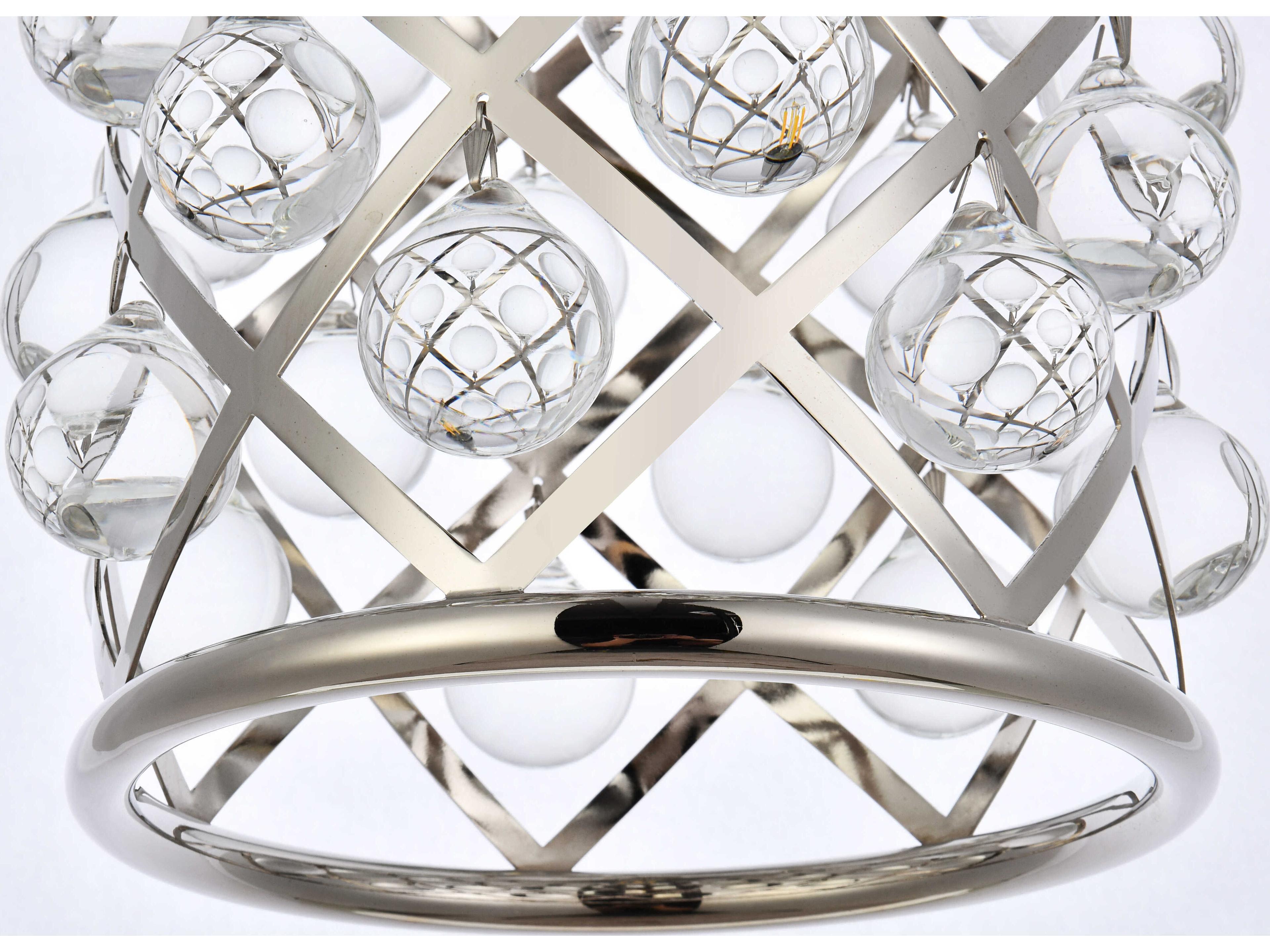 Elegant Lighting Madison 1-Light Polished Nickel Clear Crystal Cylinder Pendant