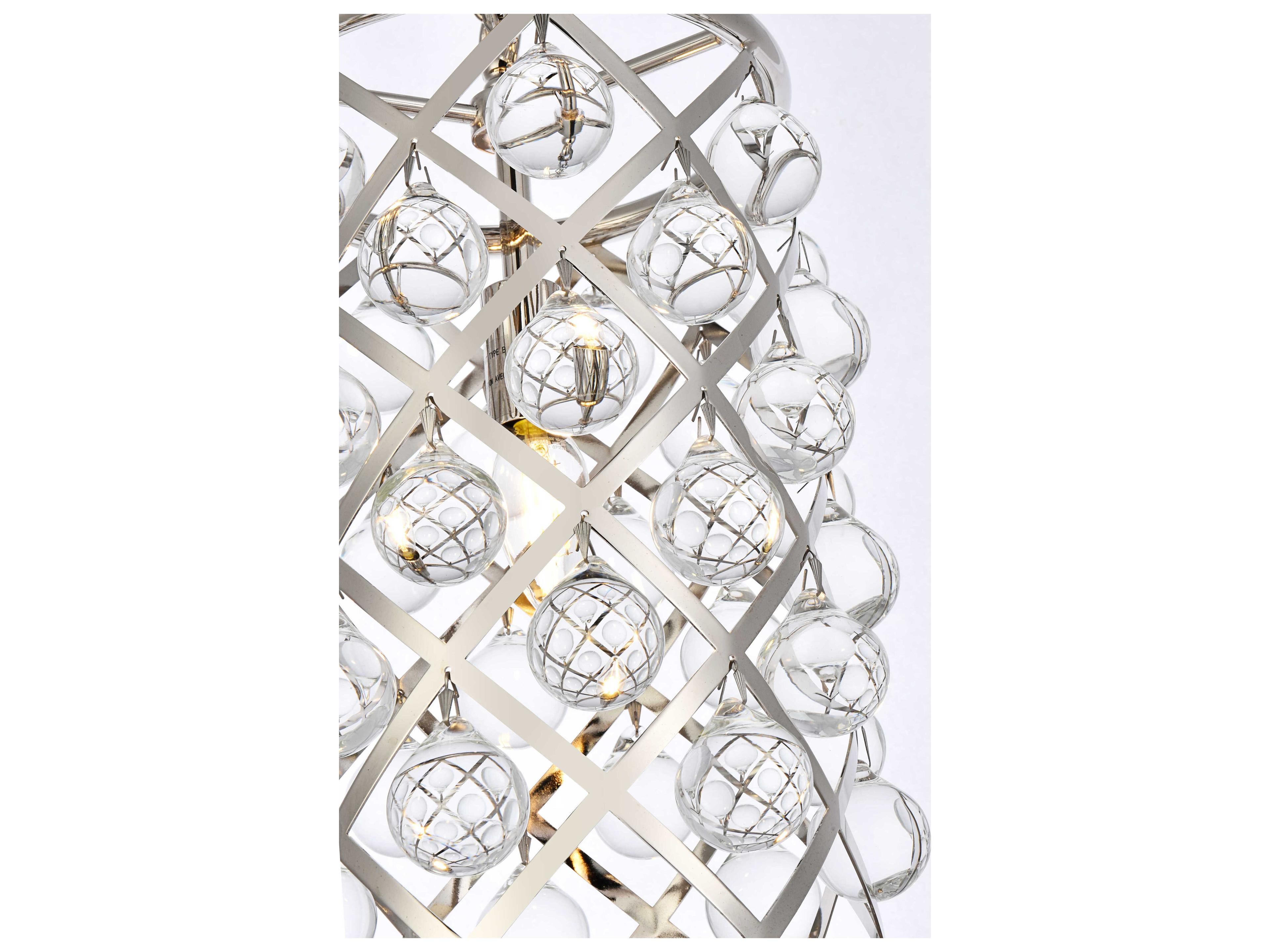 Elegant Lighting Madison 1-Light Polished Nickel Clear Crystal Cylinder Pendant