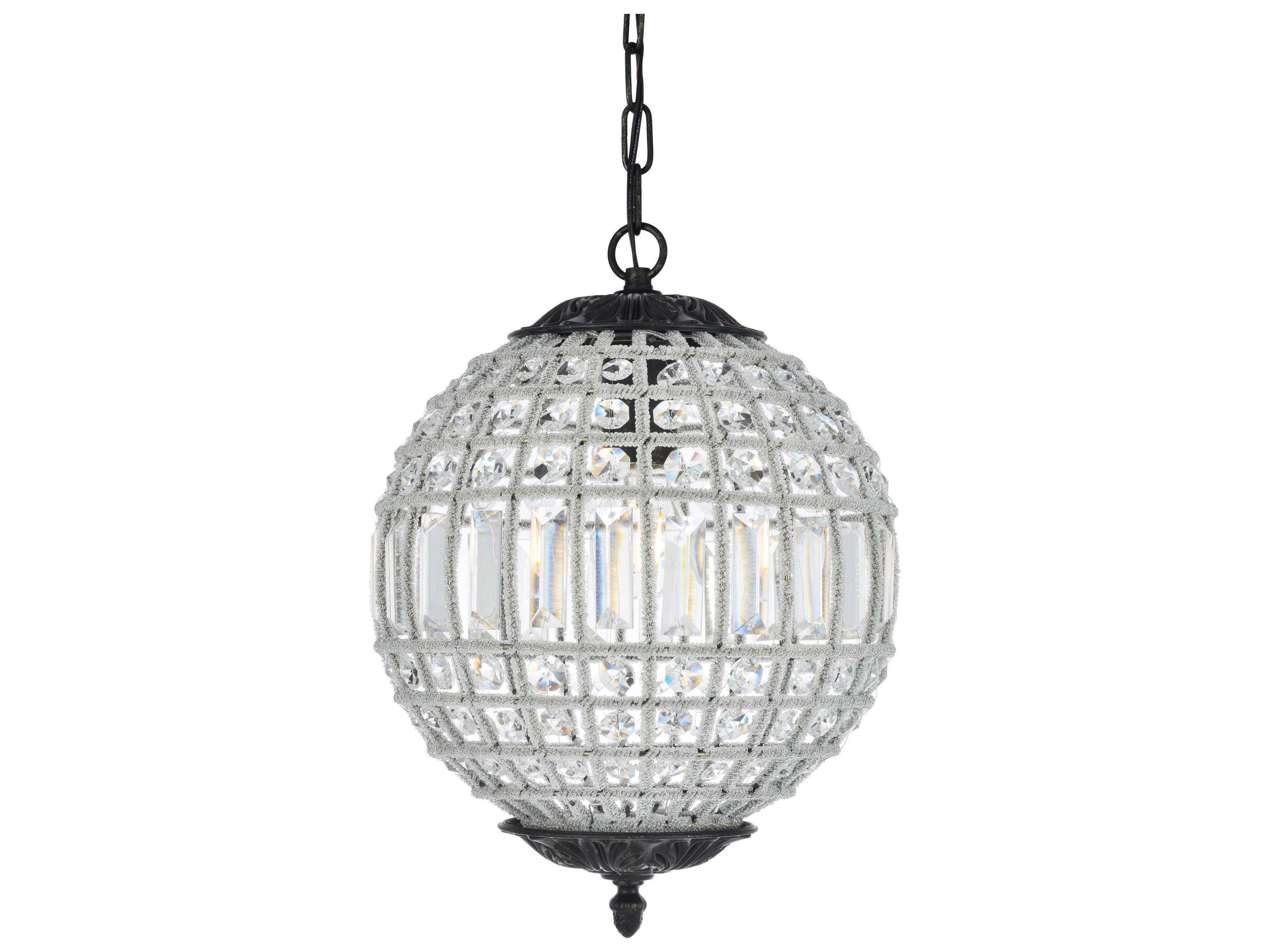 Elegant Lighting Olivia 1-Light Dark Bronze Clear Crystal Round Mini Pendant