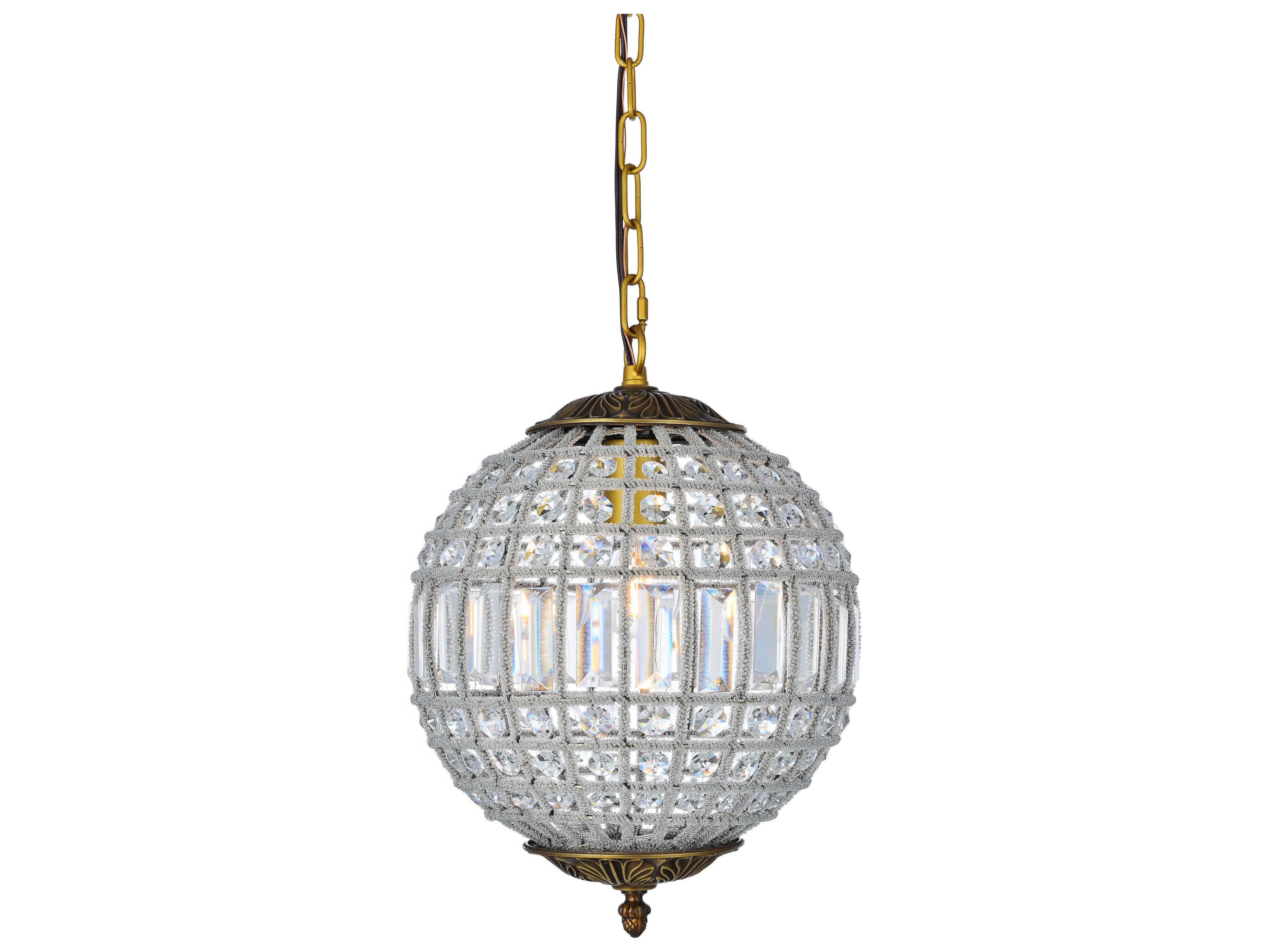 Elegant Lighting Olivia 1-Light French Gold Clear Crystal Round Pendant