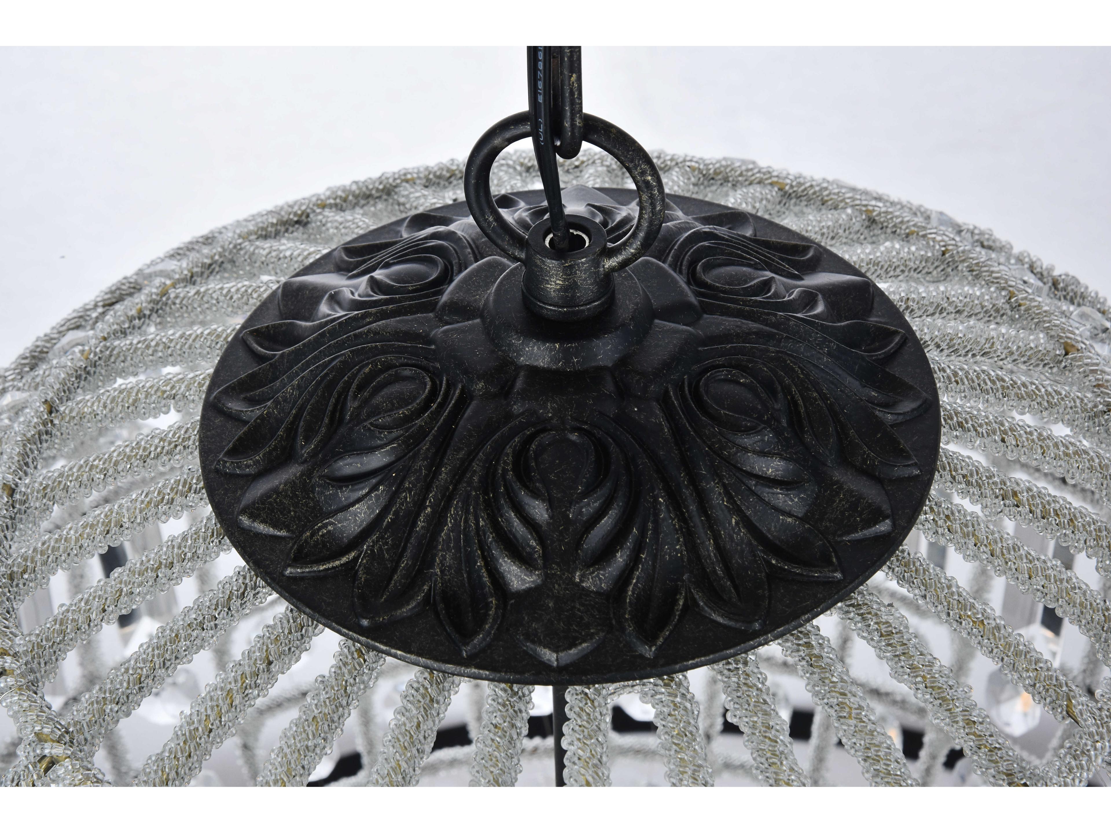 Elegant Lighting Olivia 3-Light Dark Bronze Clear Crystal Round Pendant